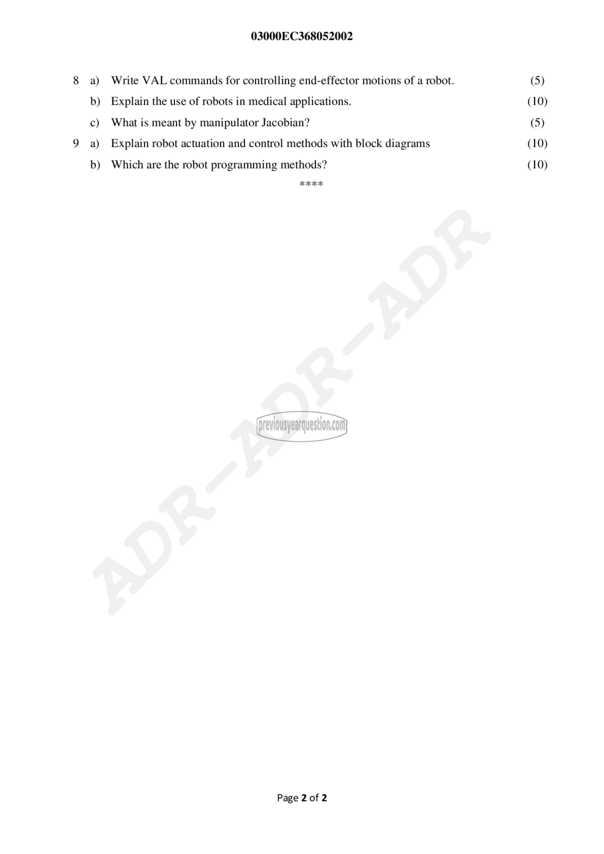 Question Paper - Robotics-2