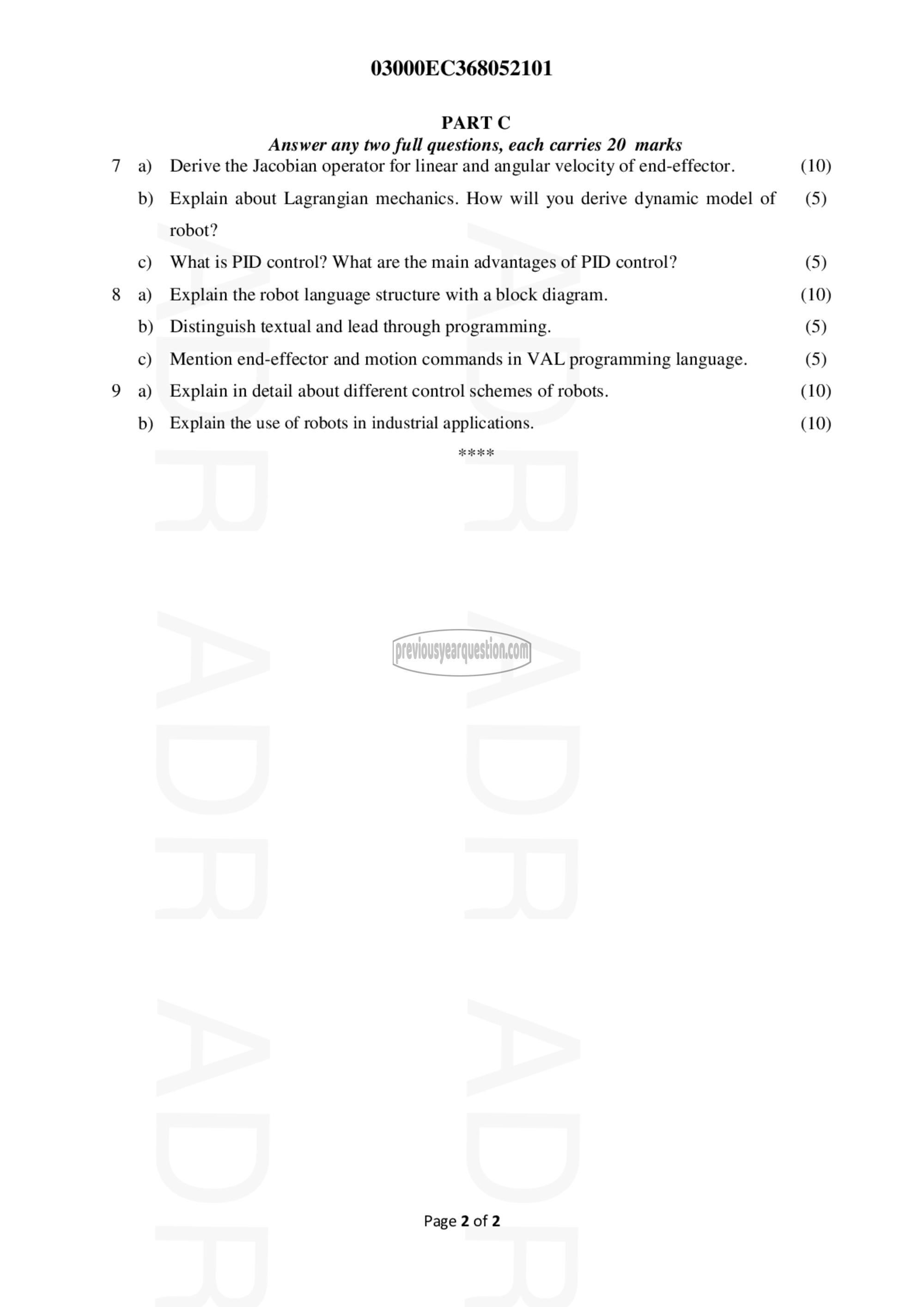 Question Paper - Robotics-2