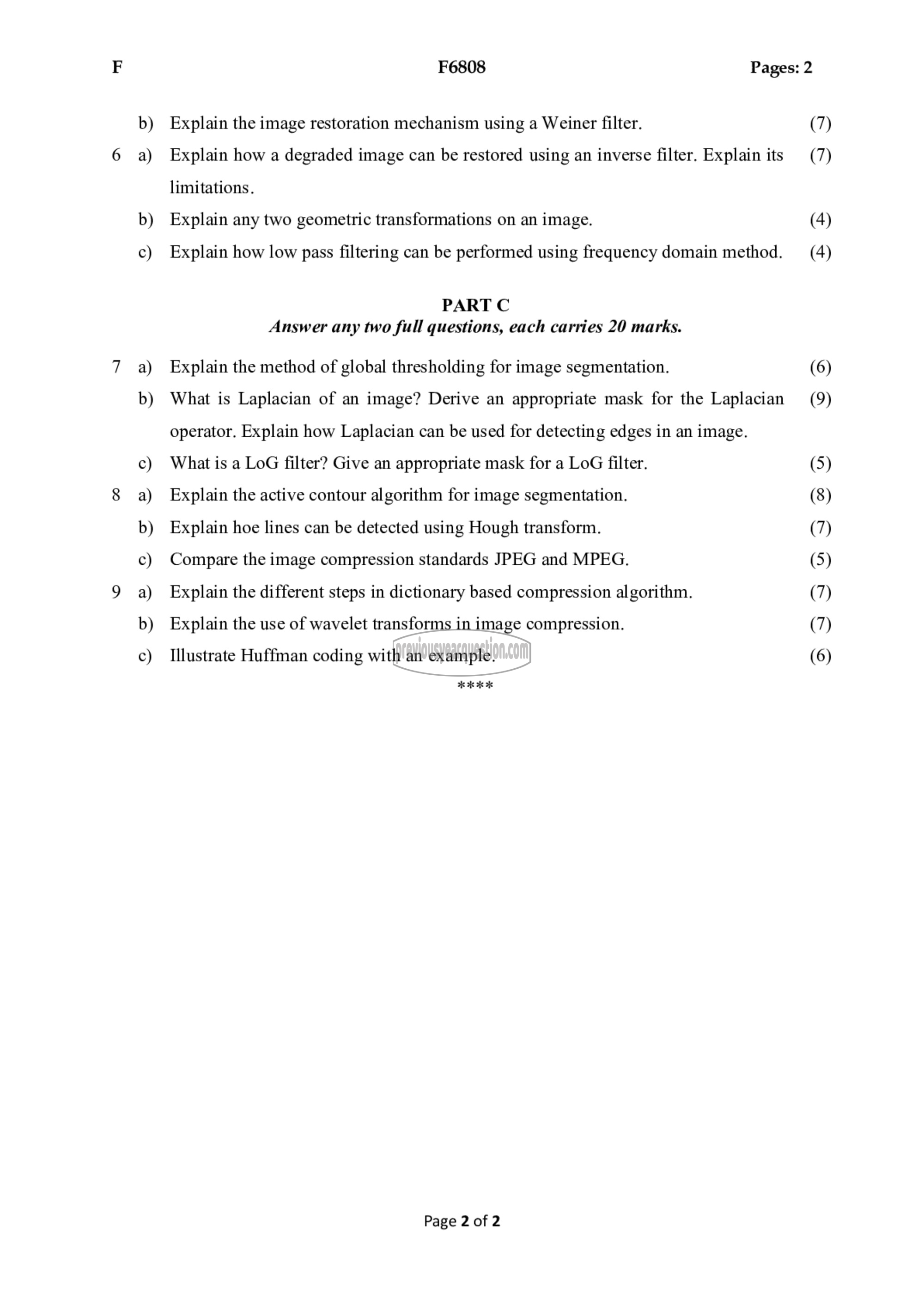 Question Paper - Digital Image Processing-2