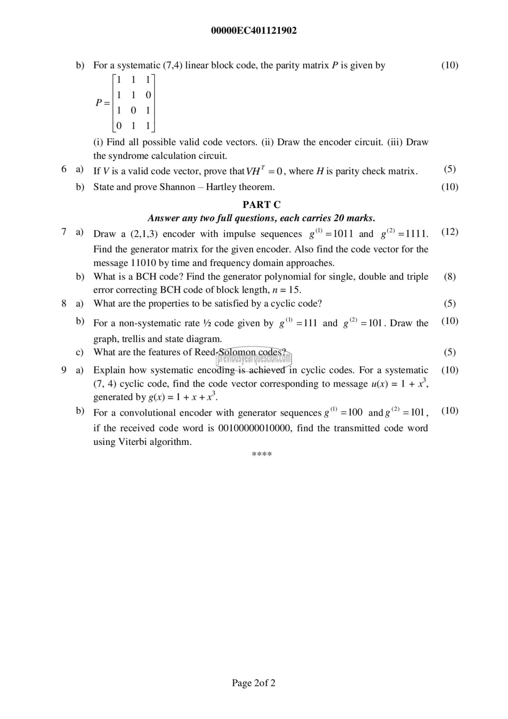 Question Paper - Information Theory & Coding-2