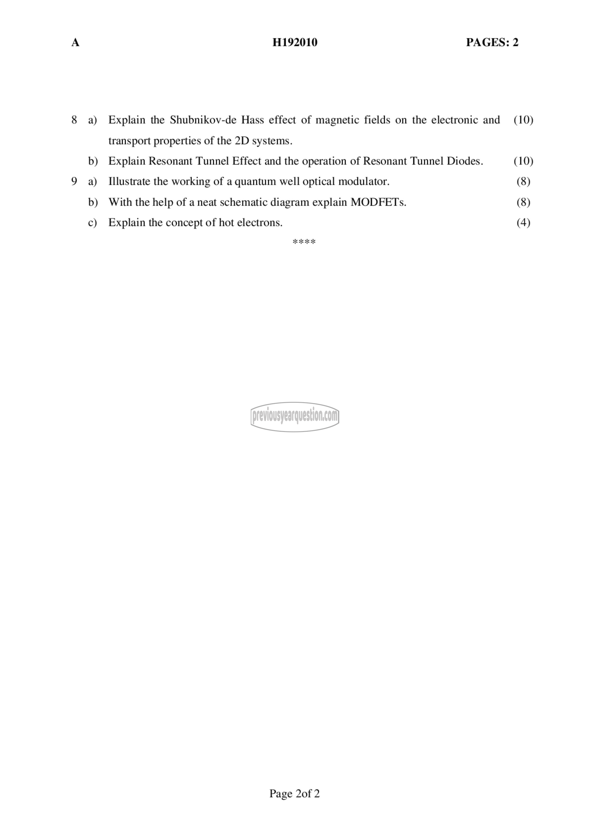 Question Paper - Nano electronics-2