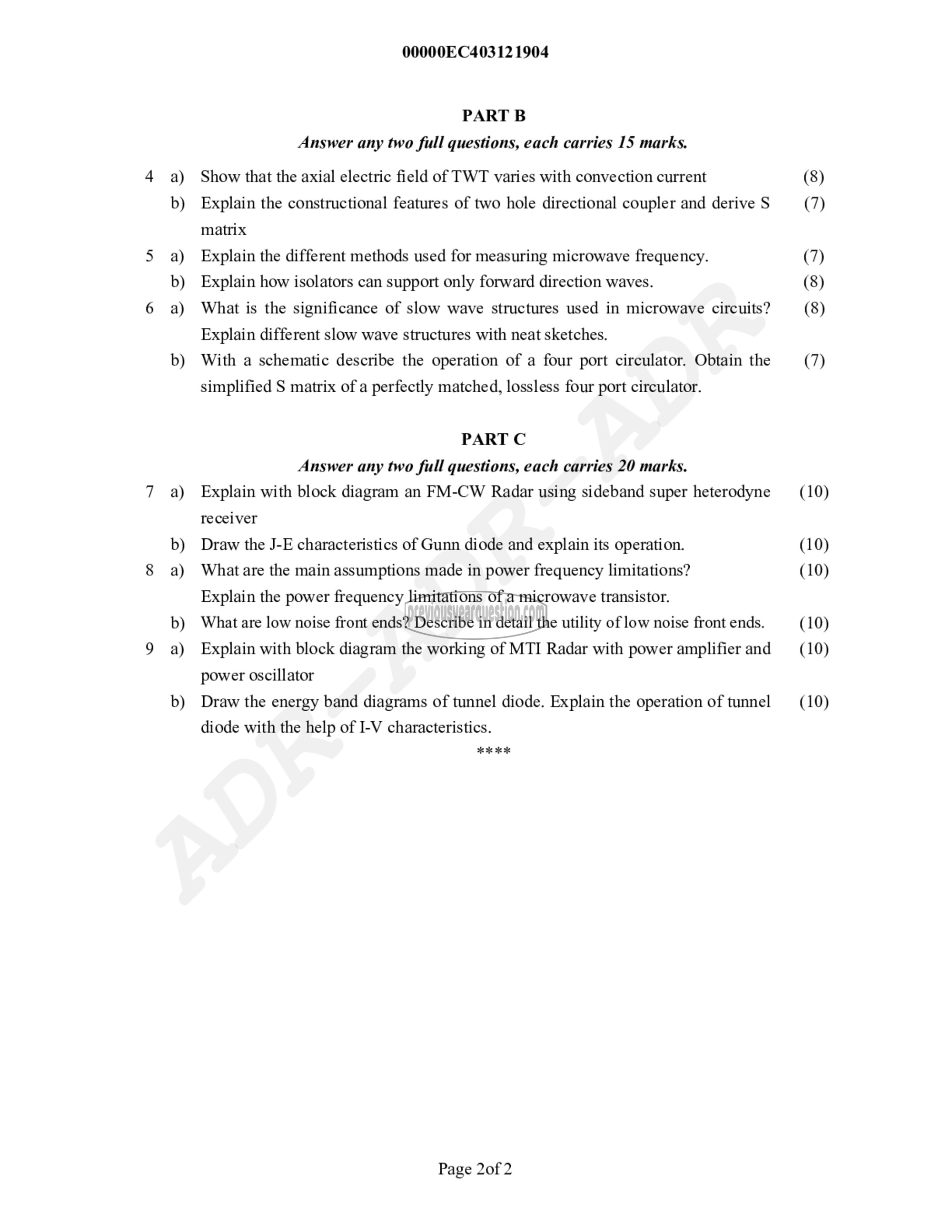 Question Paper - Microwave & Radar Engg-2