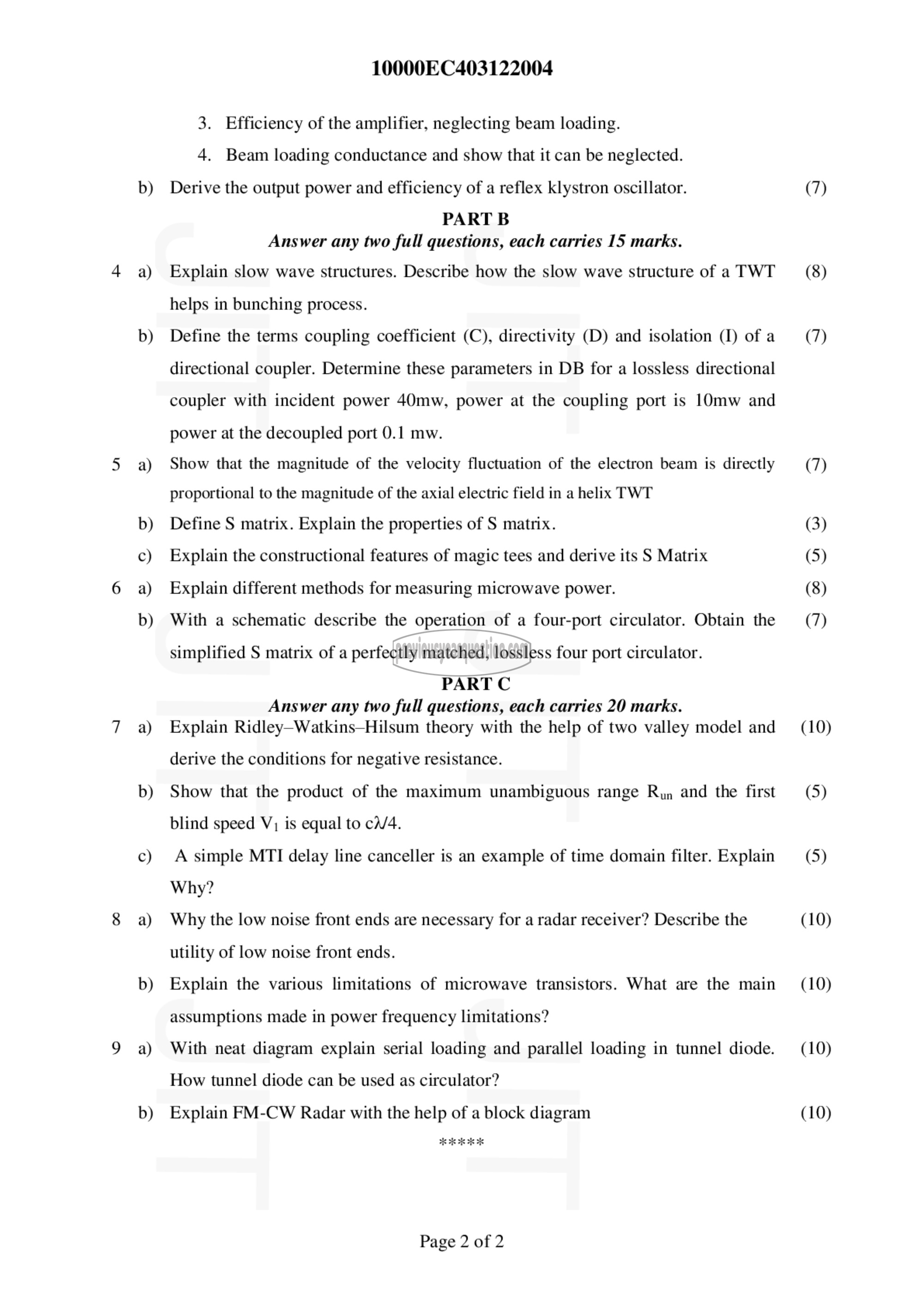 Question Paper - Microwave & Radar Engg-2