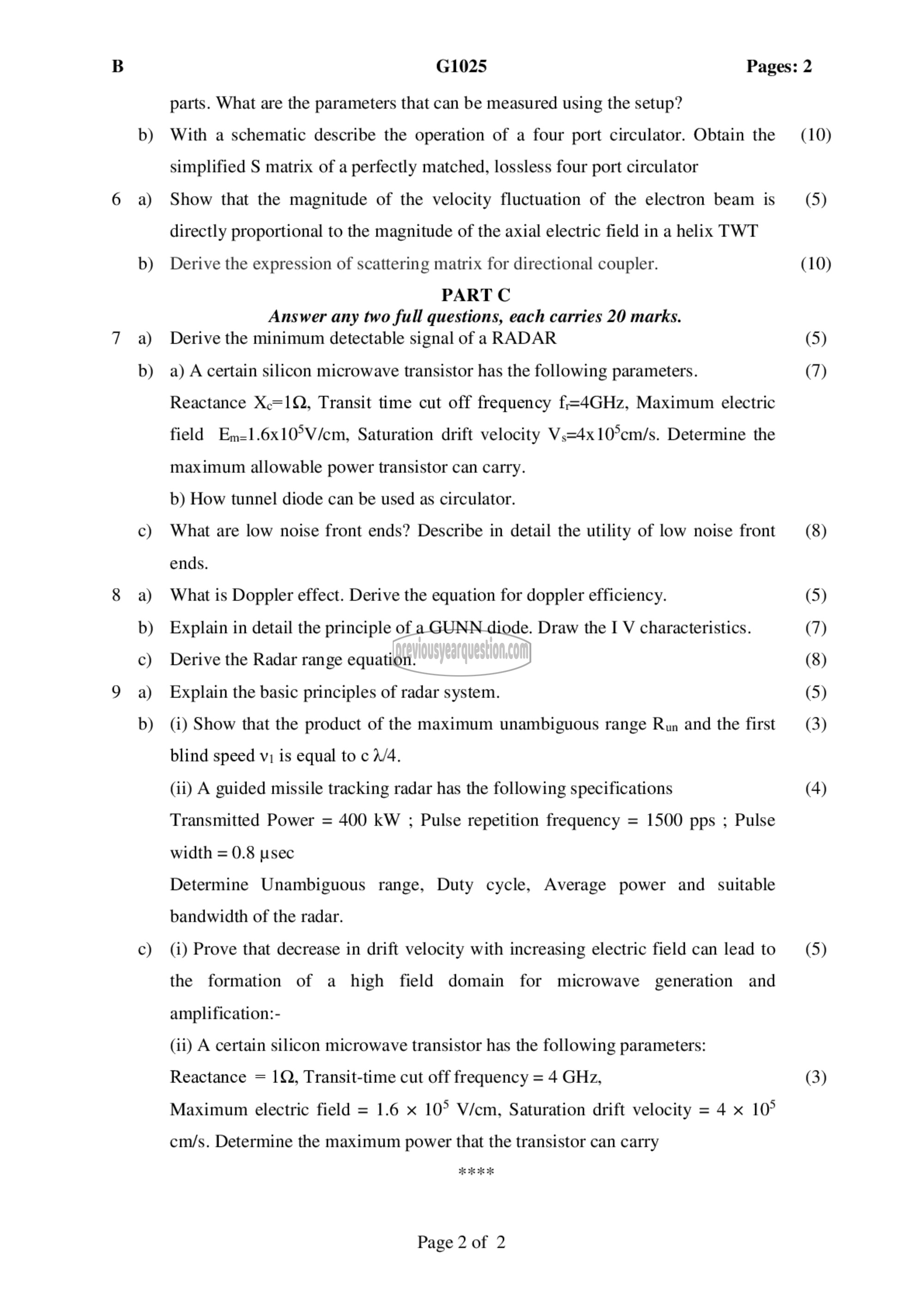 Question Paper - Microwave & Radar Engg-2