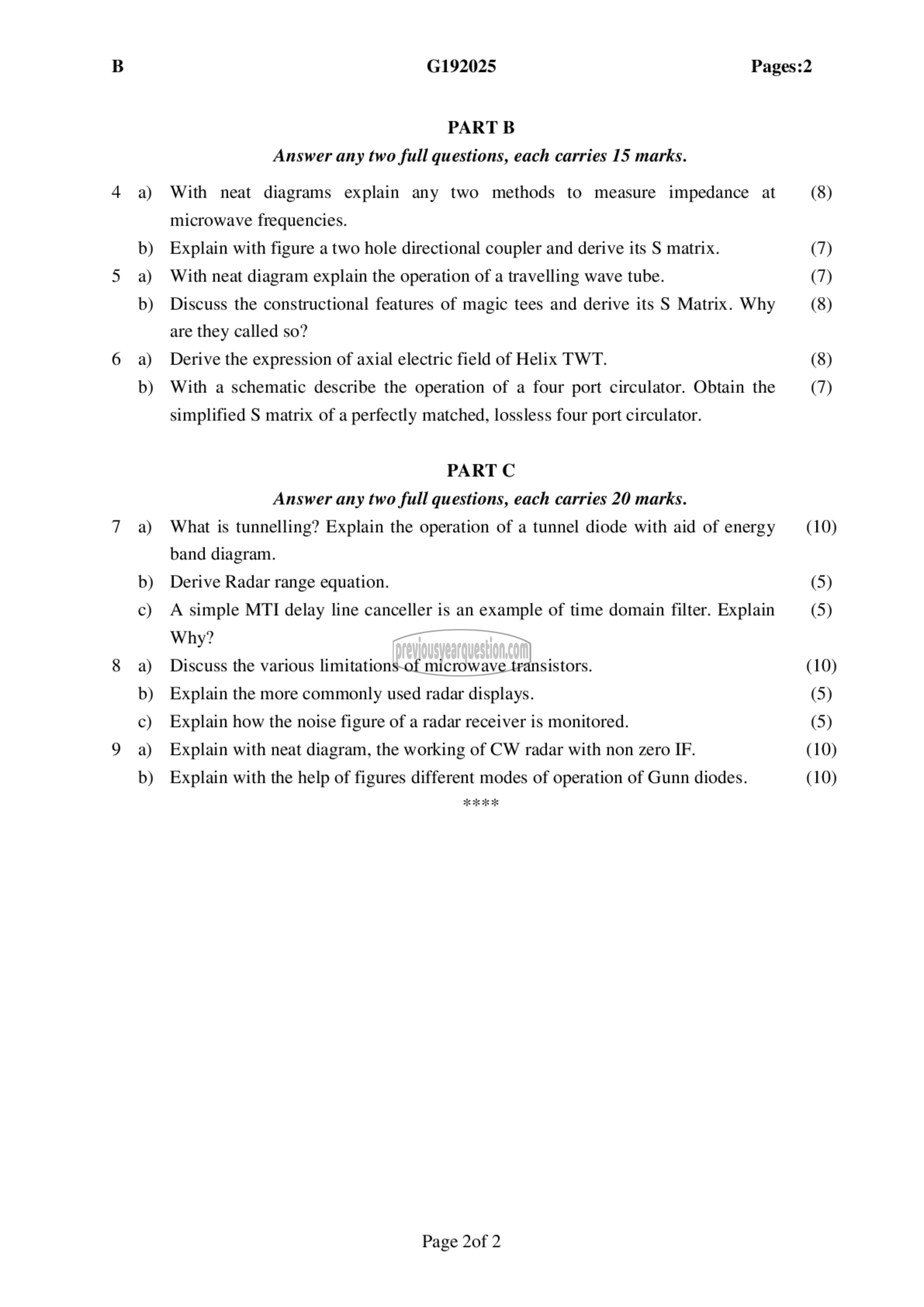 Question Paper - Microwave & Radar Engg-2