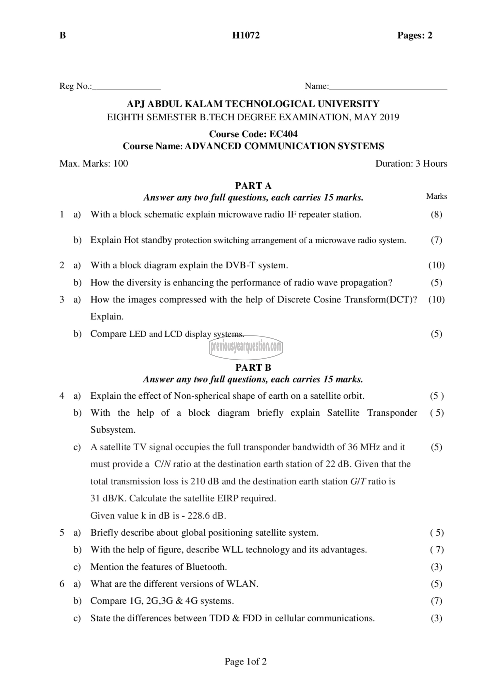 Question Paper - Advanced Communication Systems-1