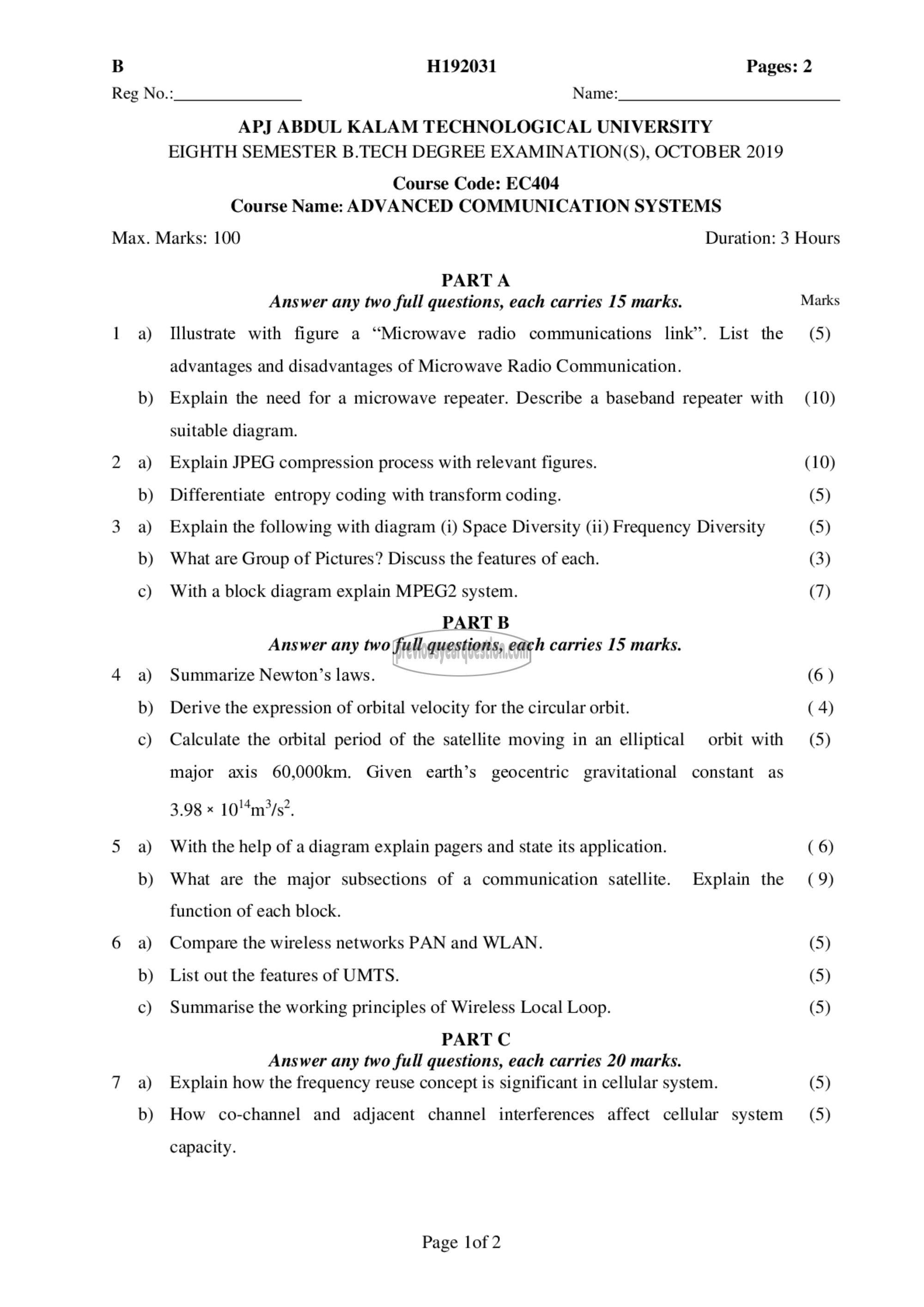 Question Paper - Advanced Communication Systems-1