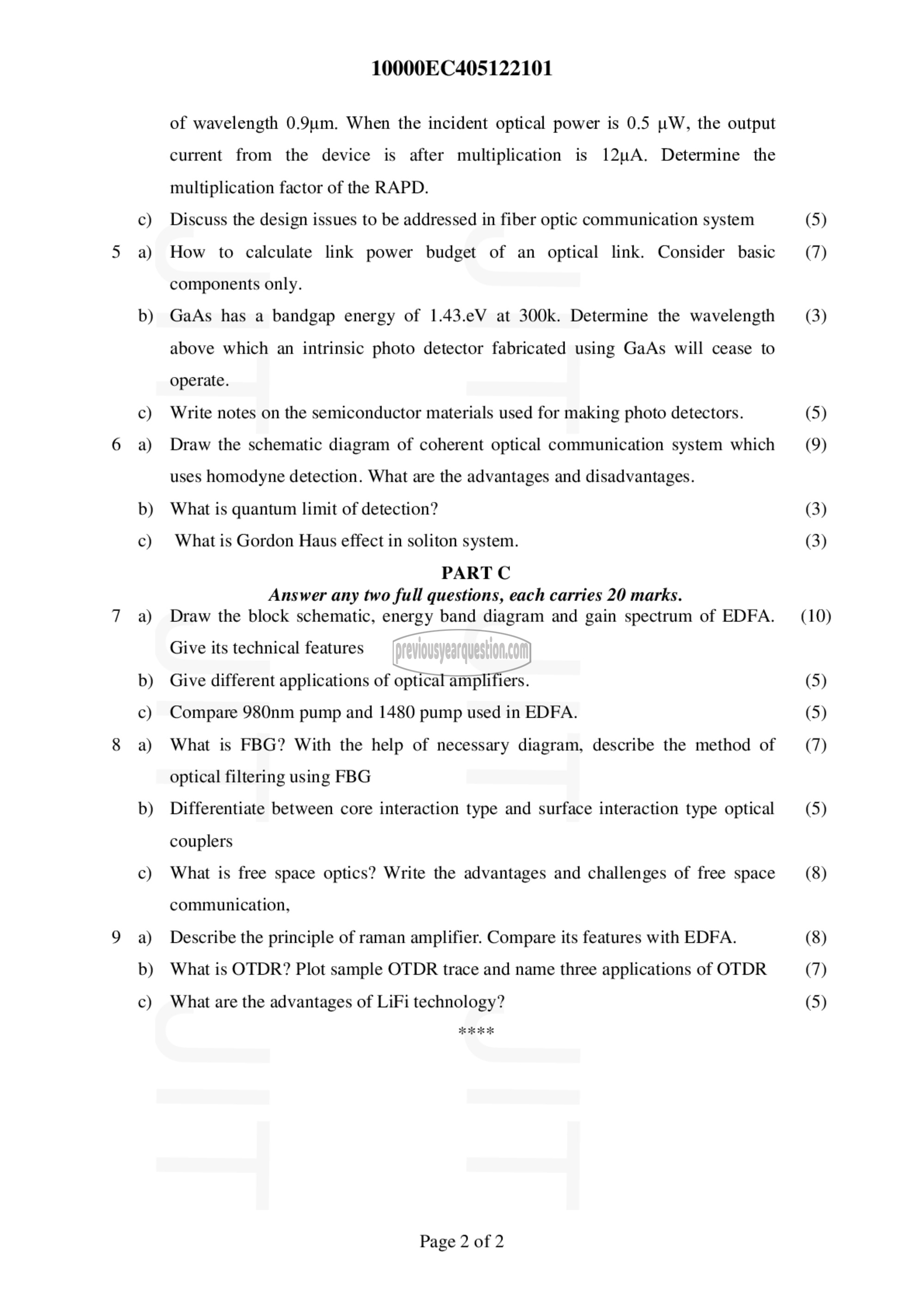 Question Paper - Optical Communication-2