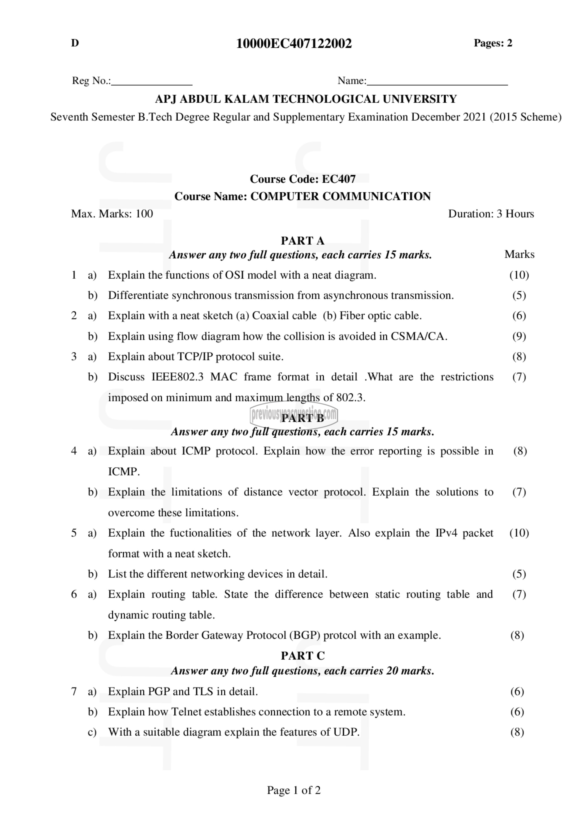 Question Paper - Computer Communication-1