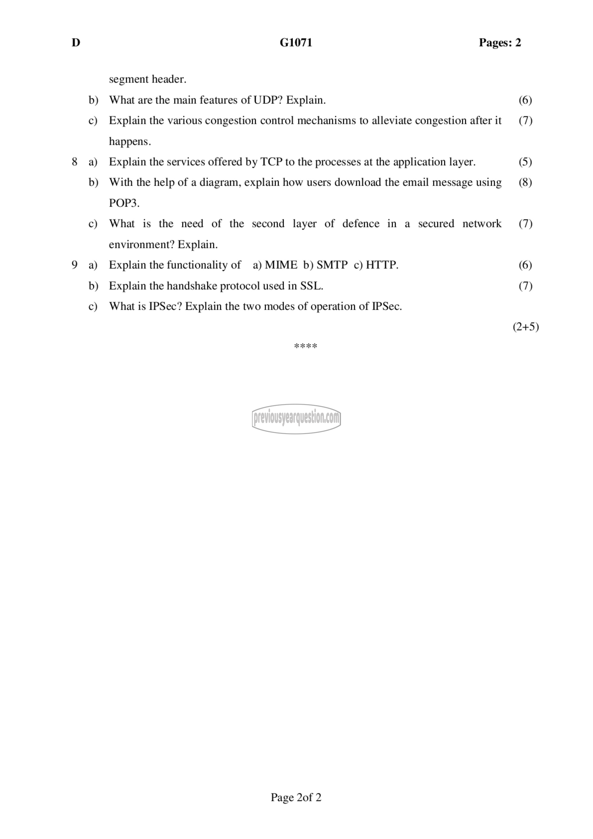 Question Paper - Computer Communication-2