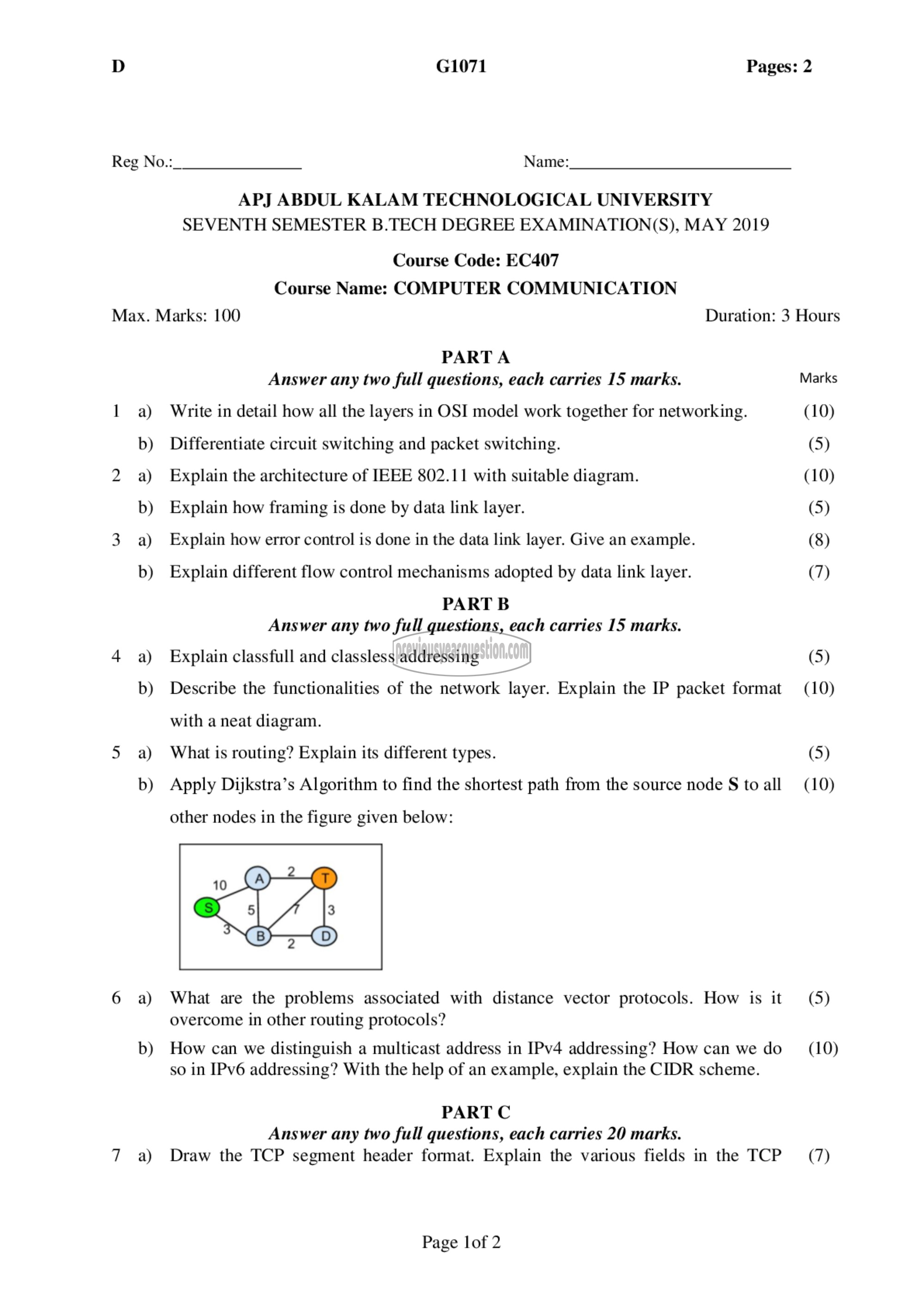 Question Paper - Computer Communication-1