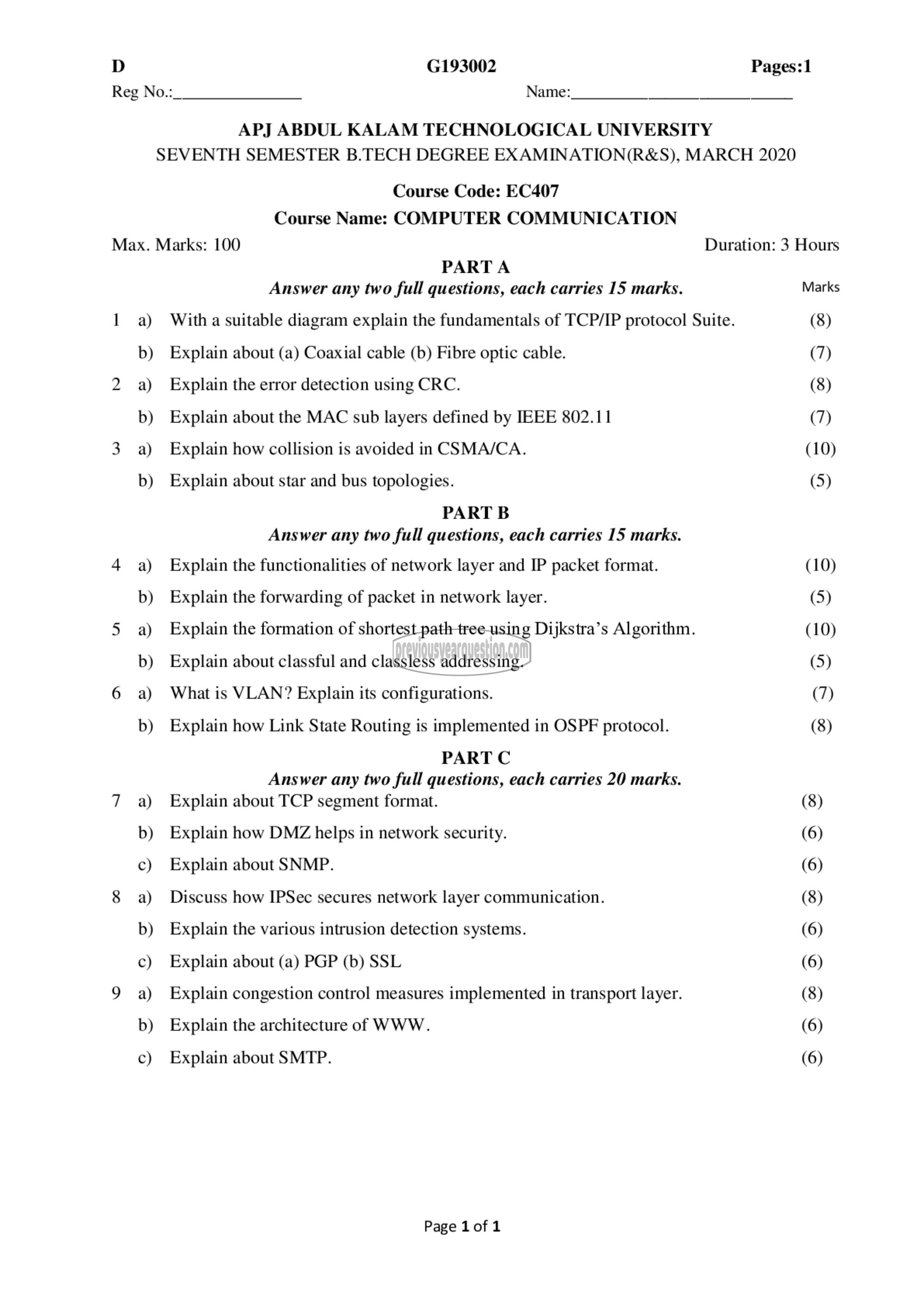 Question Paper - Computer Communication-1