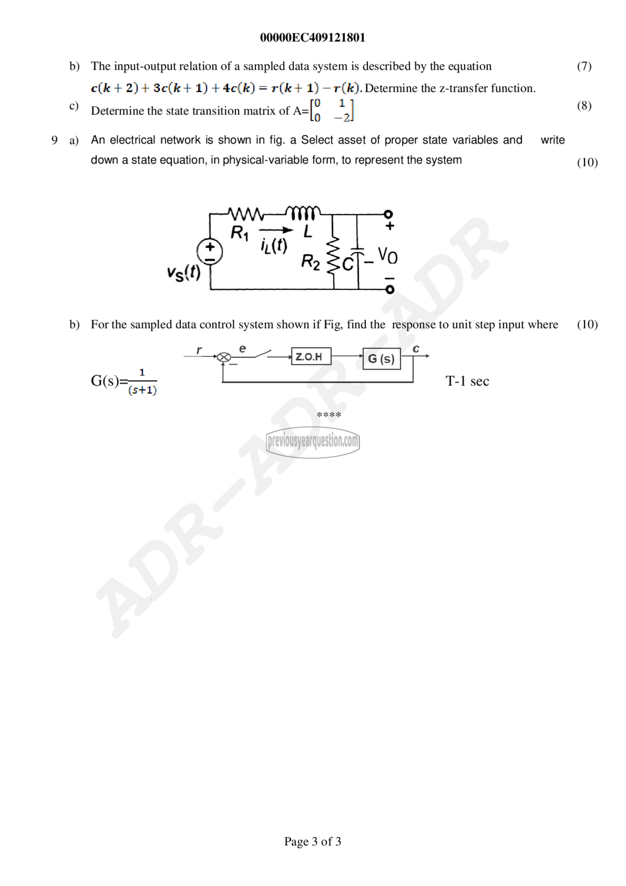 Question Paper - Control Systems-3