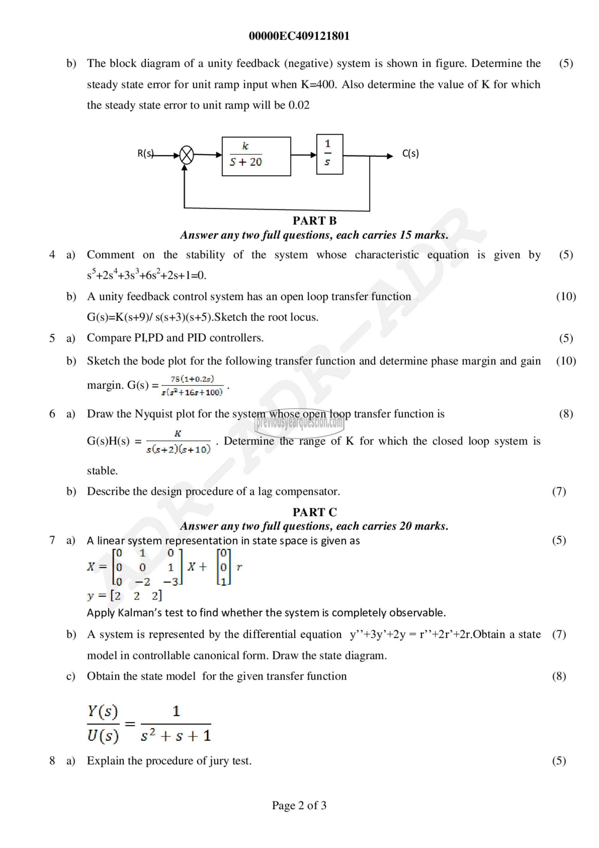 Question Paper - Control Systems-2