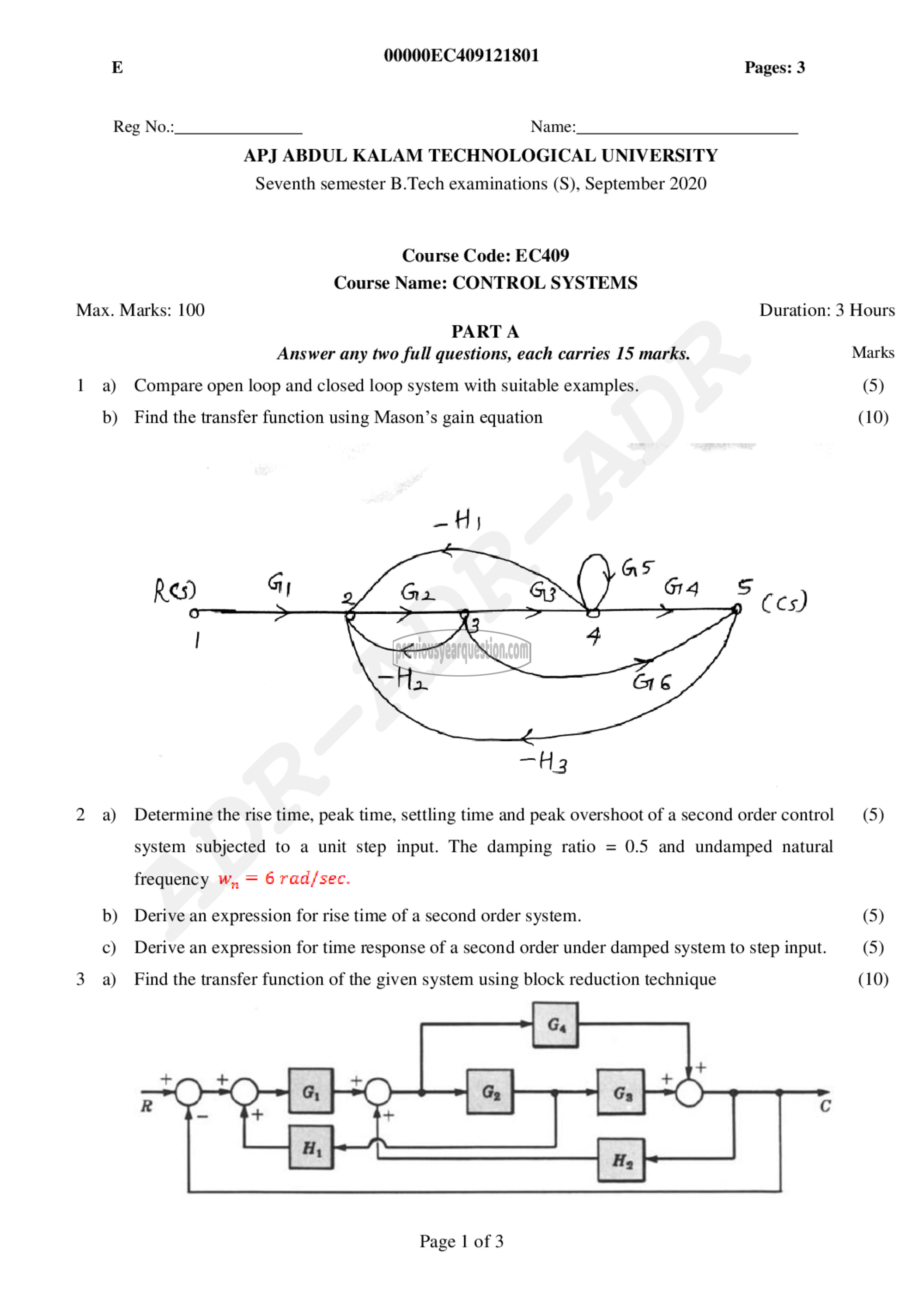 Question Paper - Control Systems-1