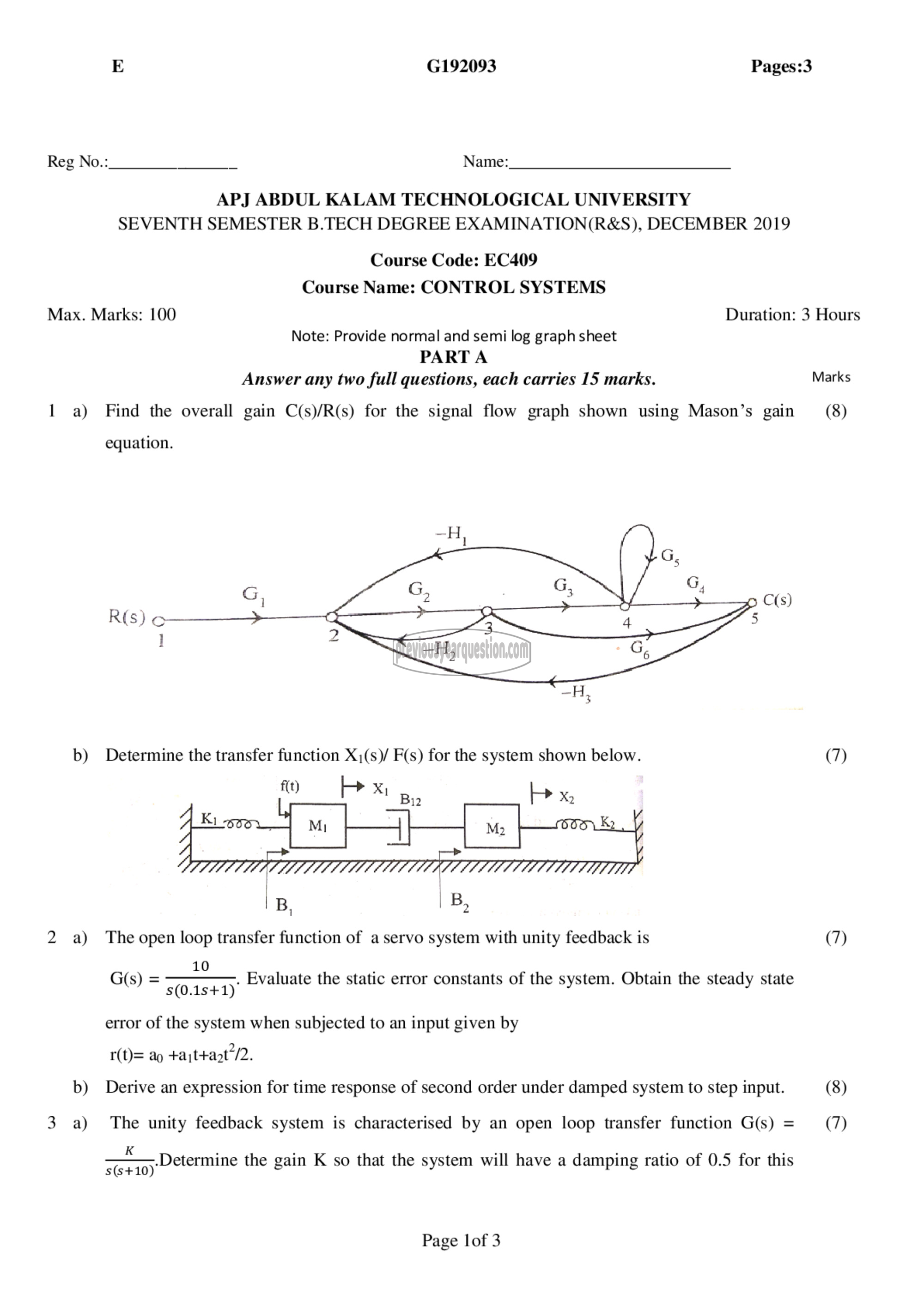 Question Paper - Control Systems-1