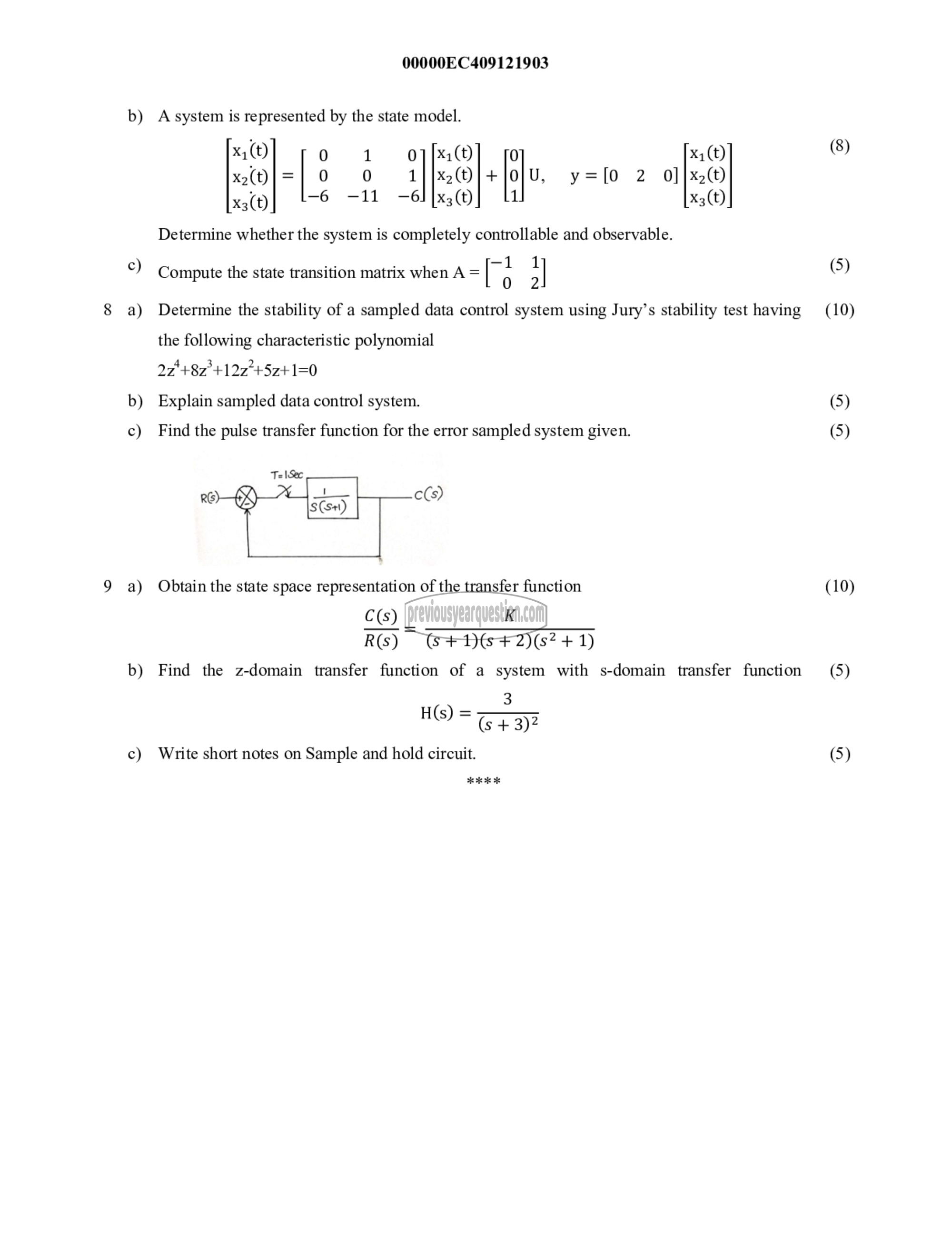 Question Paper - Control Systems-3