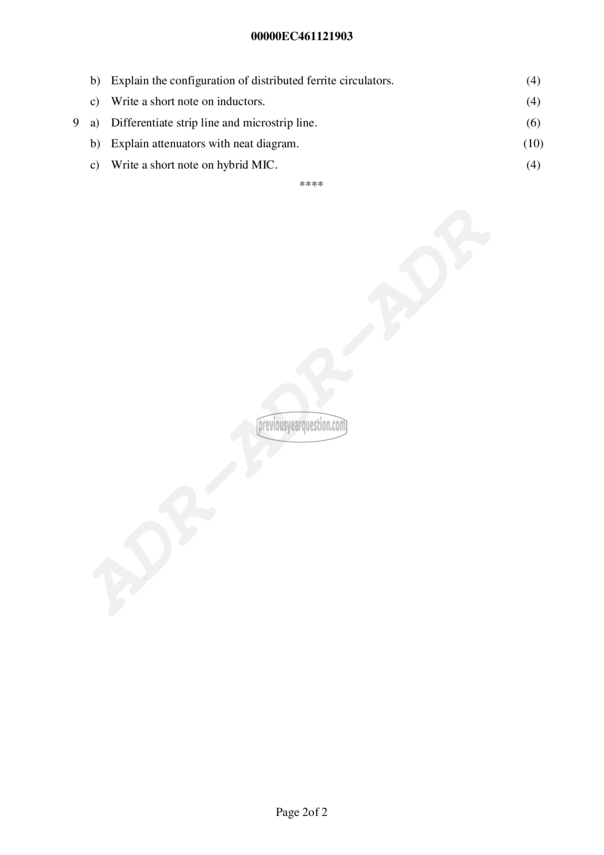 Question Paper - Microwave Devices and Circuits-2