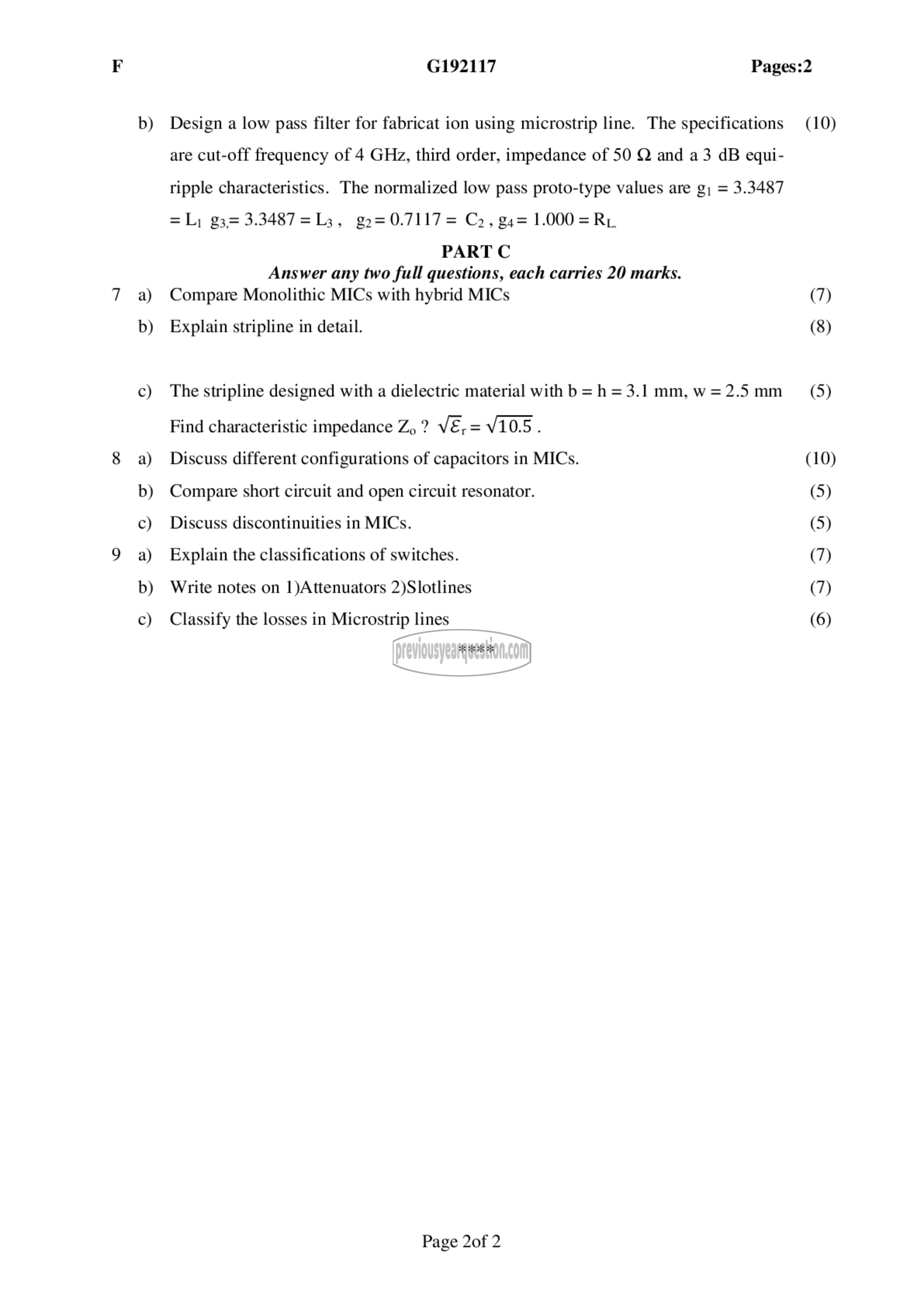 Question Paper - Microwave Devices and Circuits-2