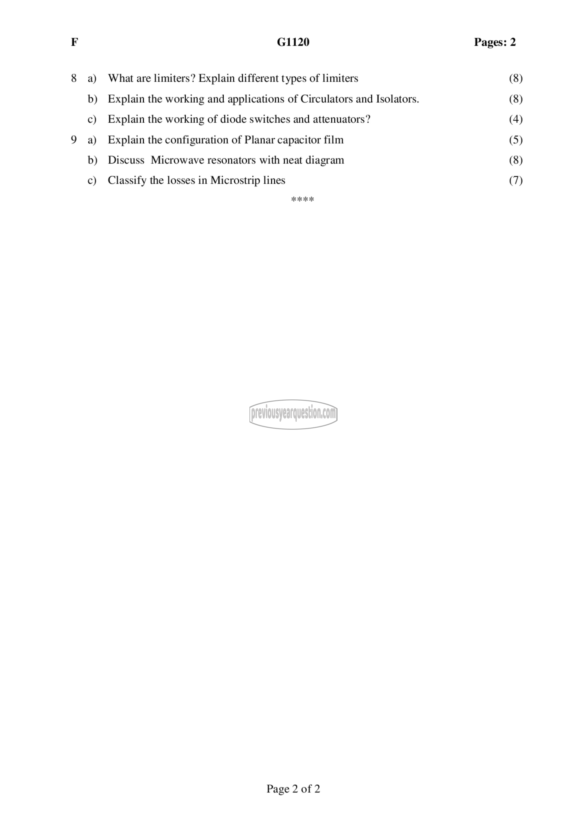 Question Paper - Microwave Devices and Circuits-2