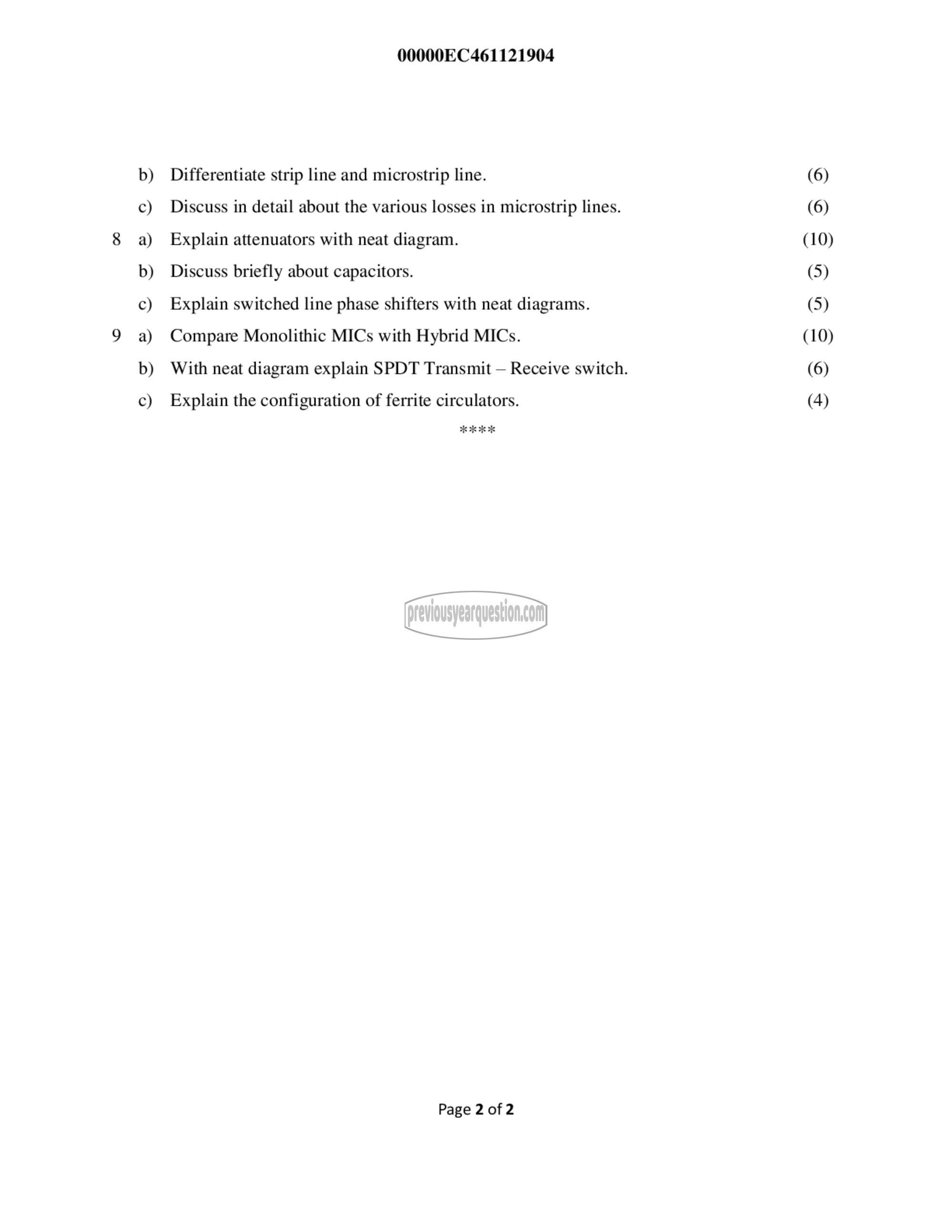 Question Paper - Microwave Devices and Circuits-2