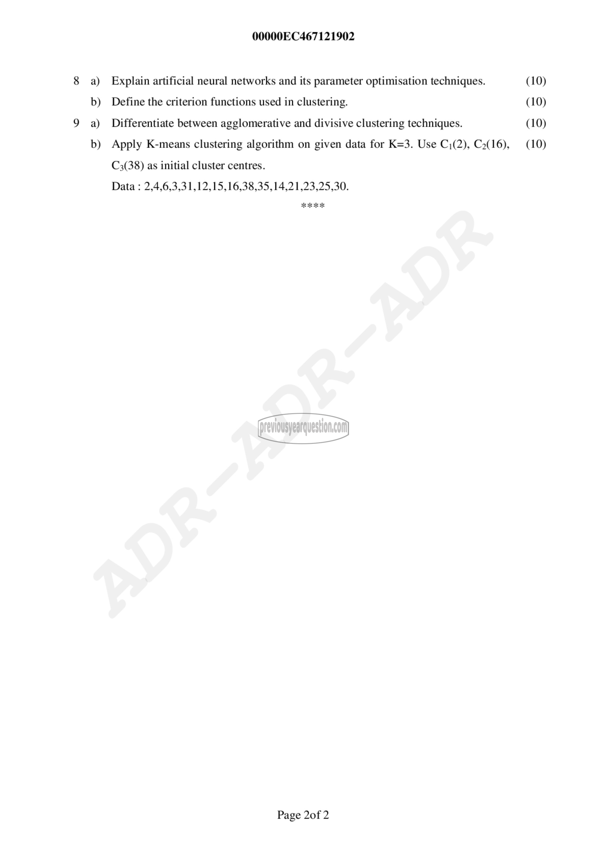 Question Paper - Pattern Recognition-2