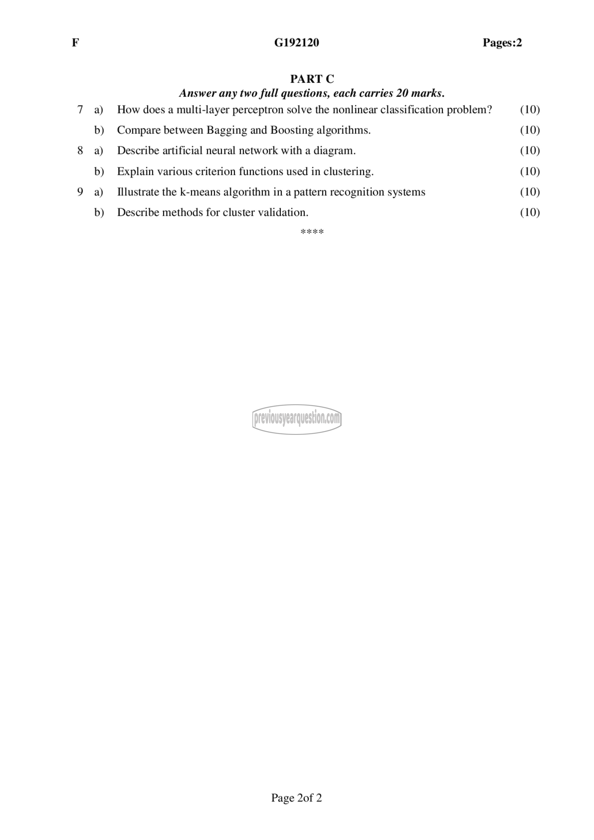 Question Paper - Pattern Recognition-2