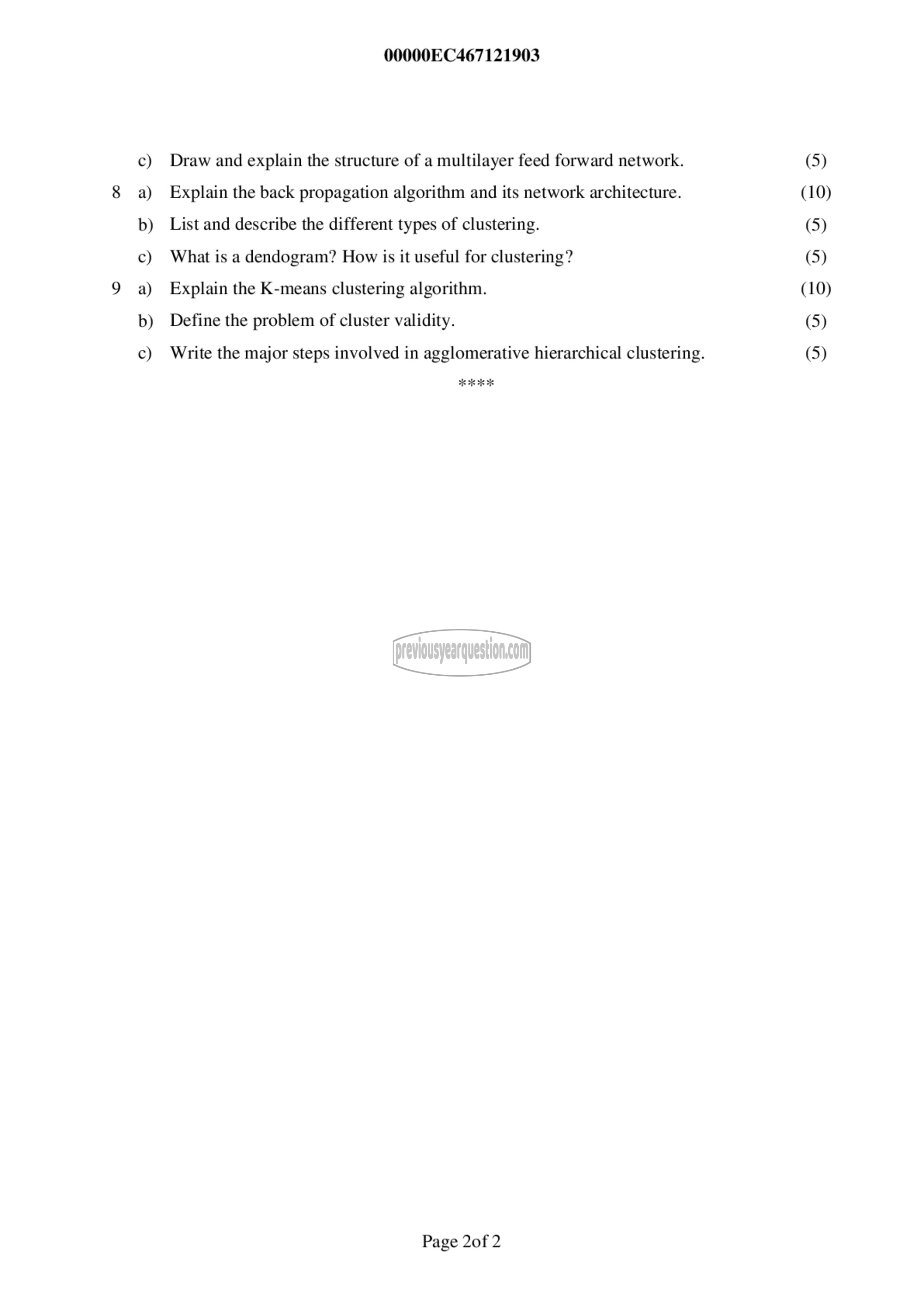 Question Paper - Pattern Recognition-2