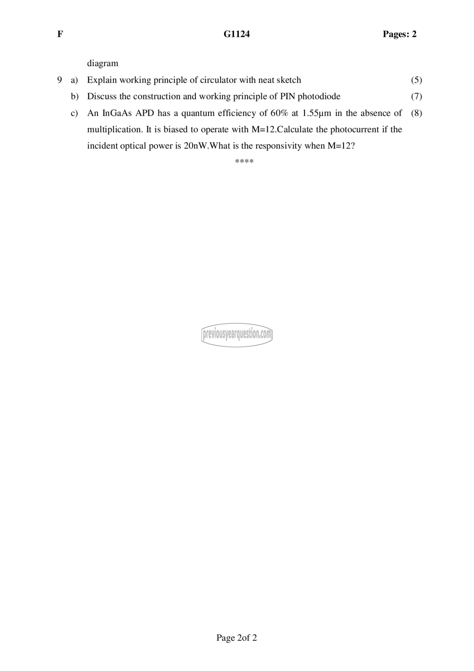 Question Paper - Opto Electronic Devices-2