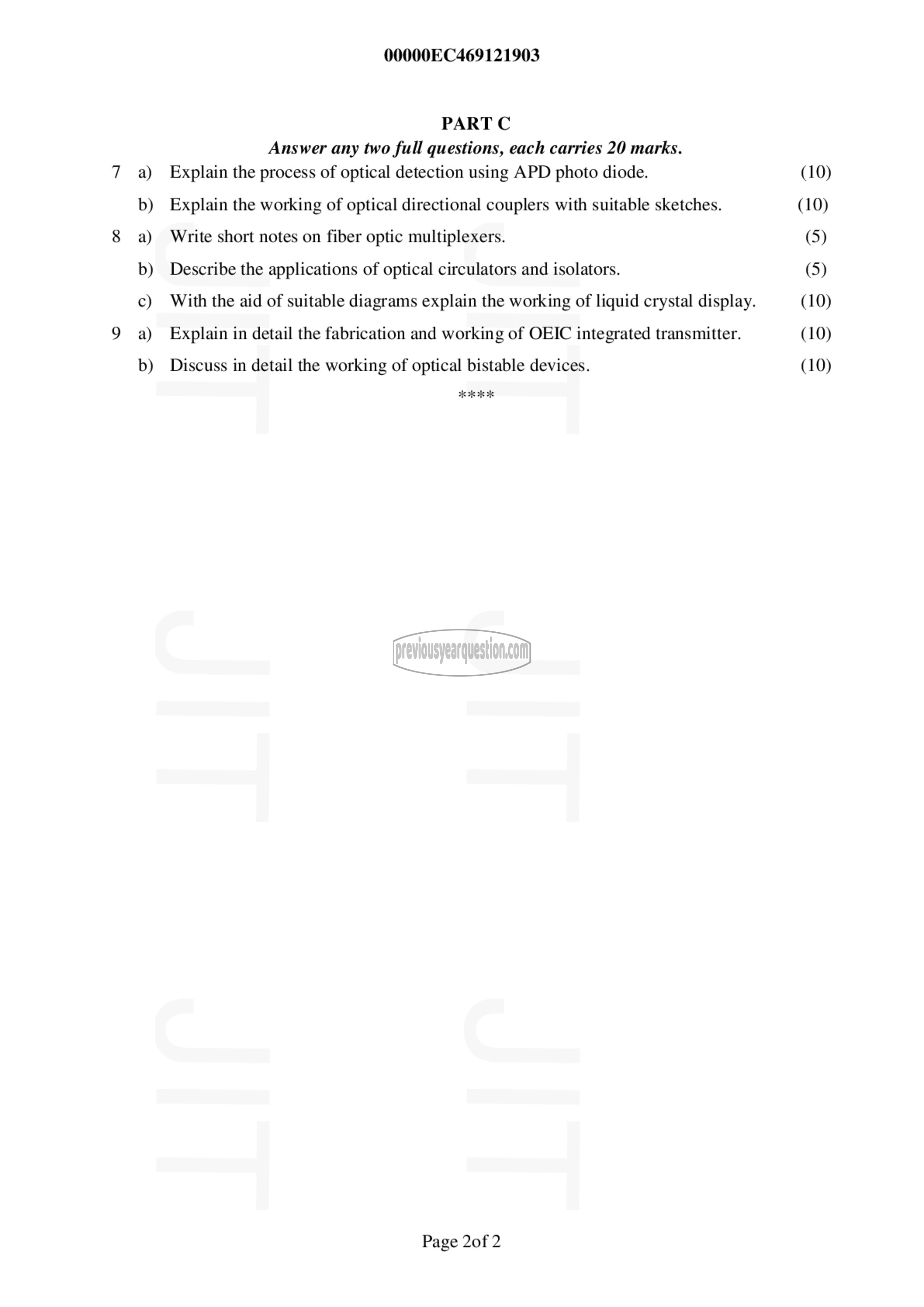 Question Paper - Opto Electronic Devices-2