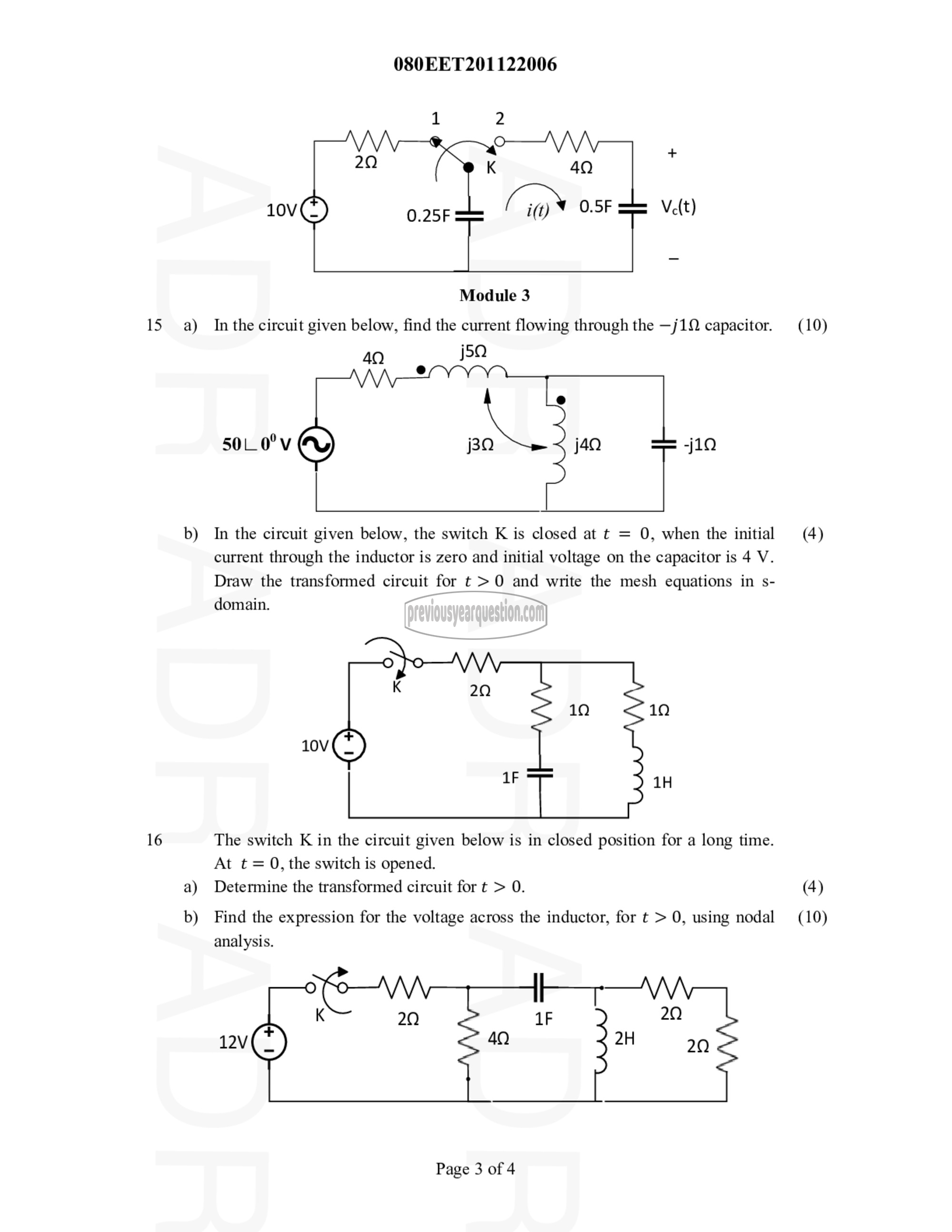 Question Paper - CIRCUITS AND NETWORKS-3