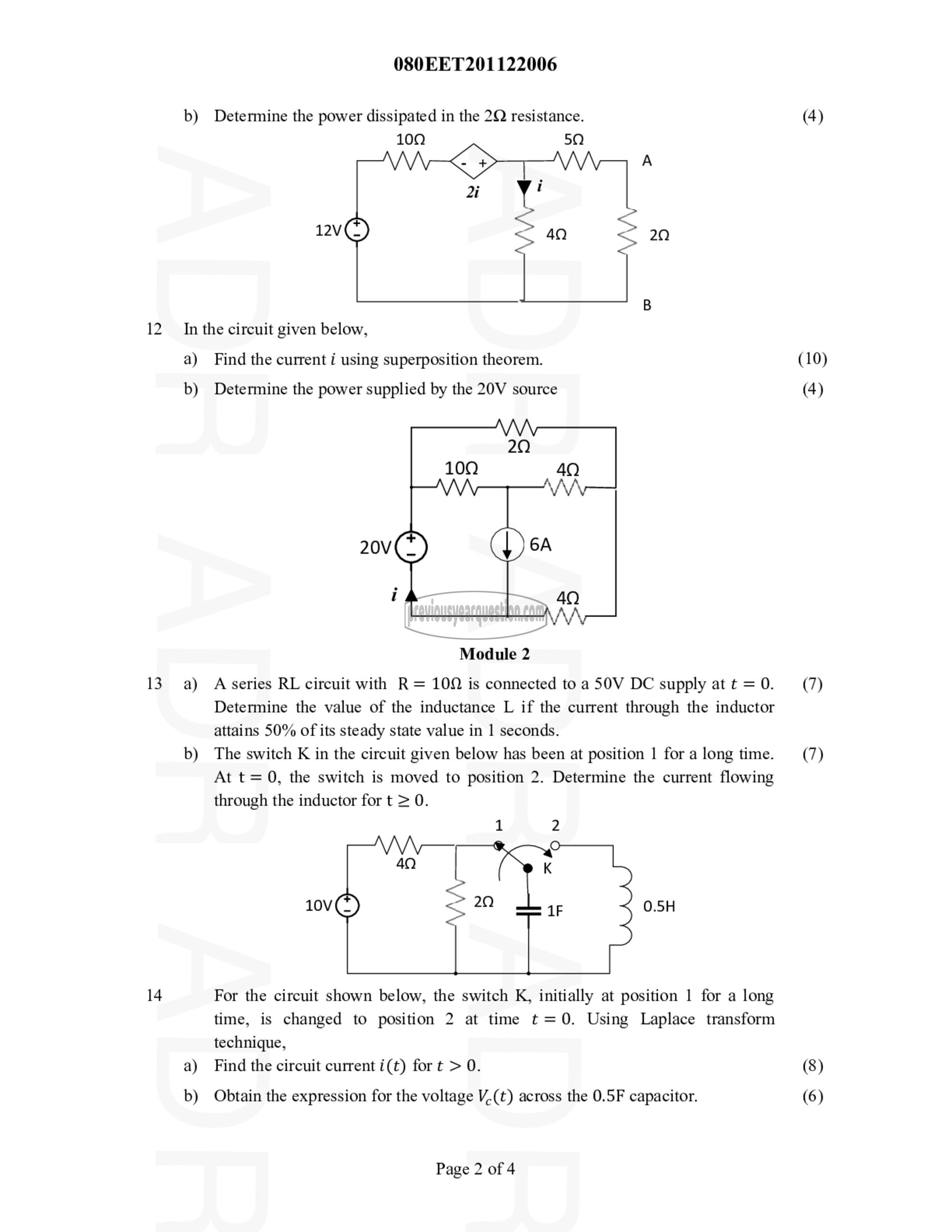 Question Paper - CIRCUITS AND NETWORKS-2