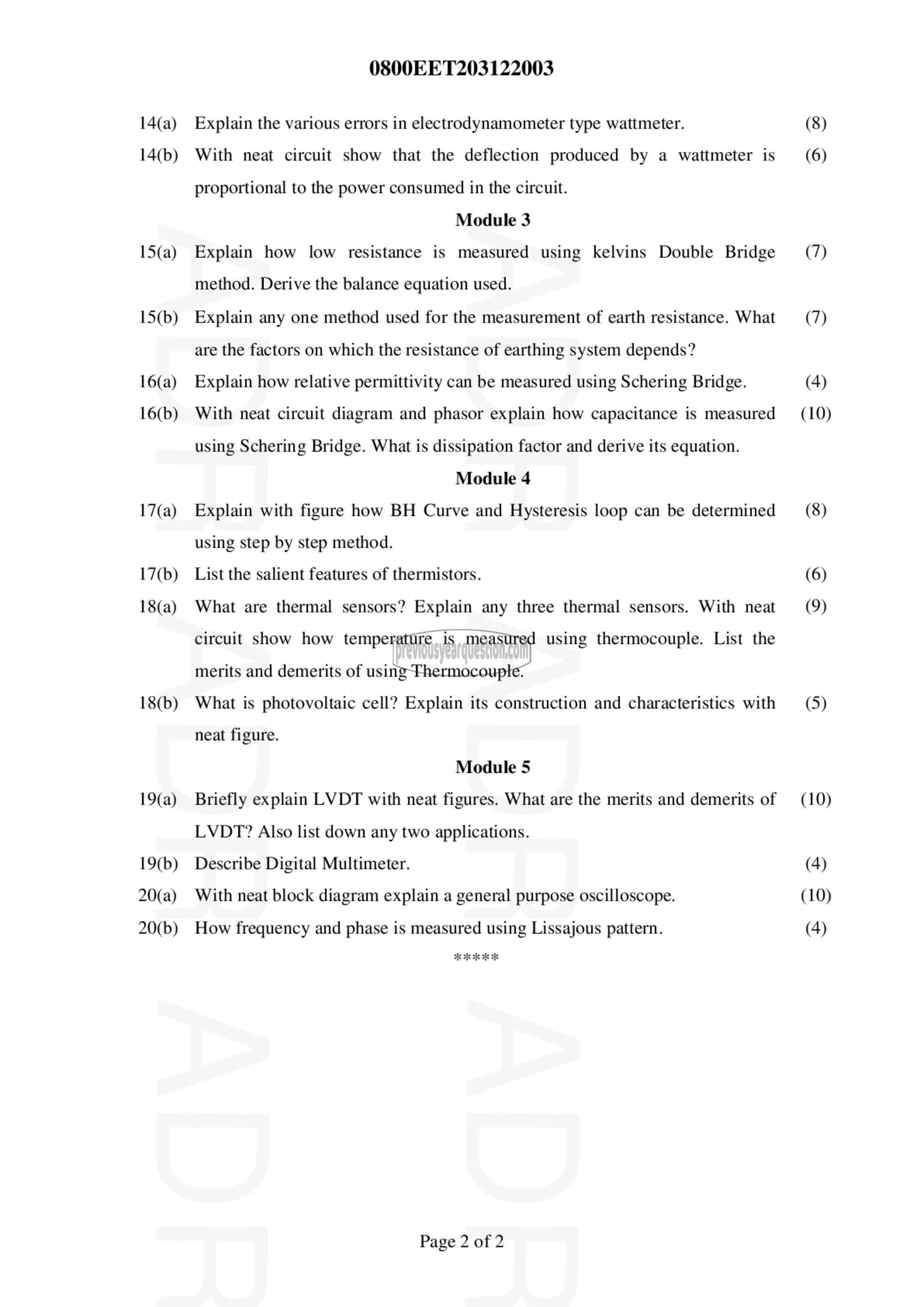 Question Paper - MEASUREMENTS AND INSTRUMENTATION-2