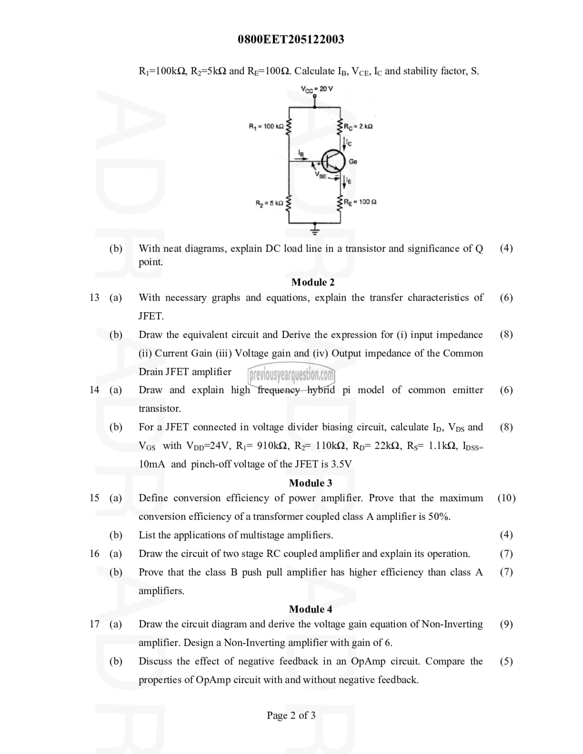 Question Paper - ANALOG ELECTRONICS-2