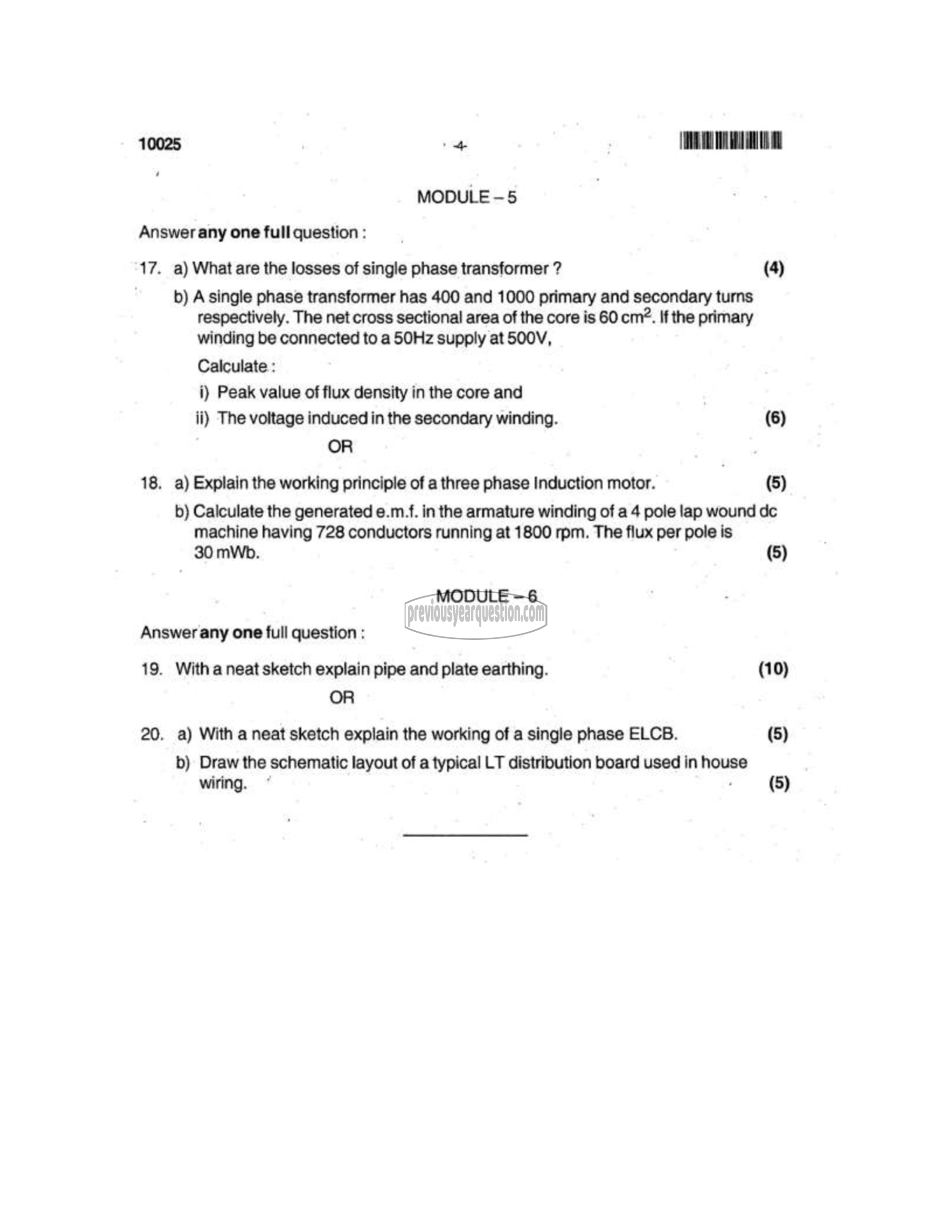 Question Paper - BASICS OF ELECTRICAL ENGINEERING-4