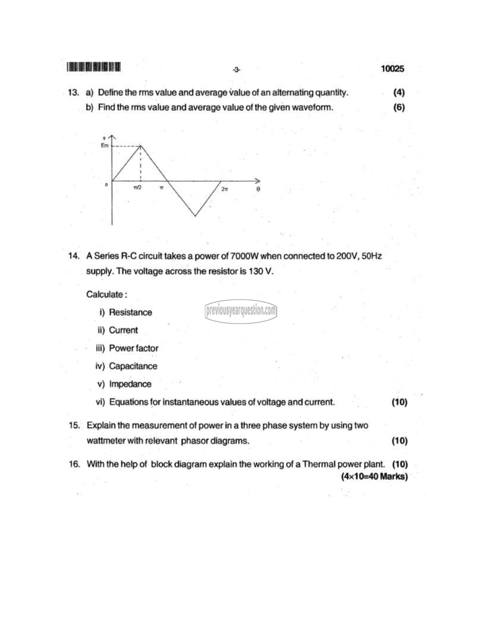 Question Paper - BASICS OF ELECTRICAL ENGINEERING-3