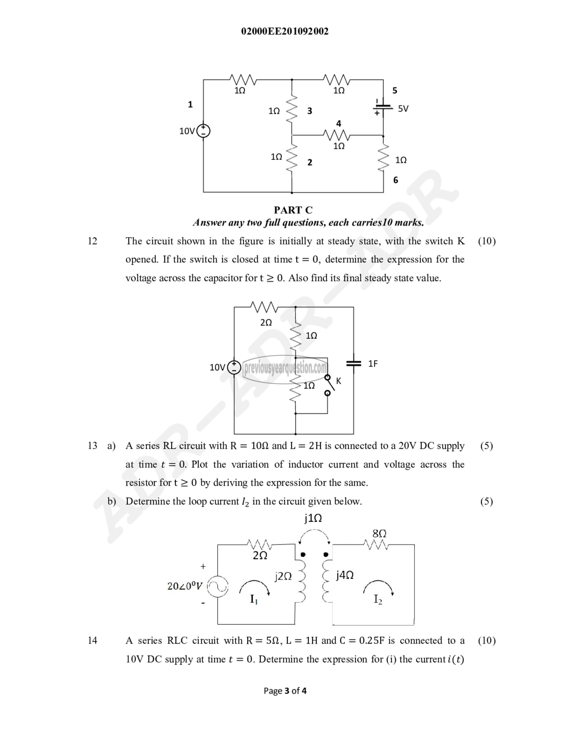 Question Paper - Circuits and, Networks-3