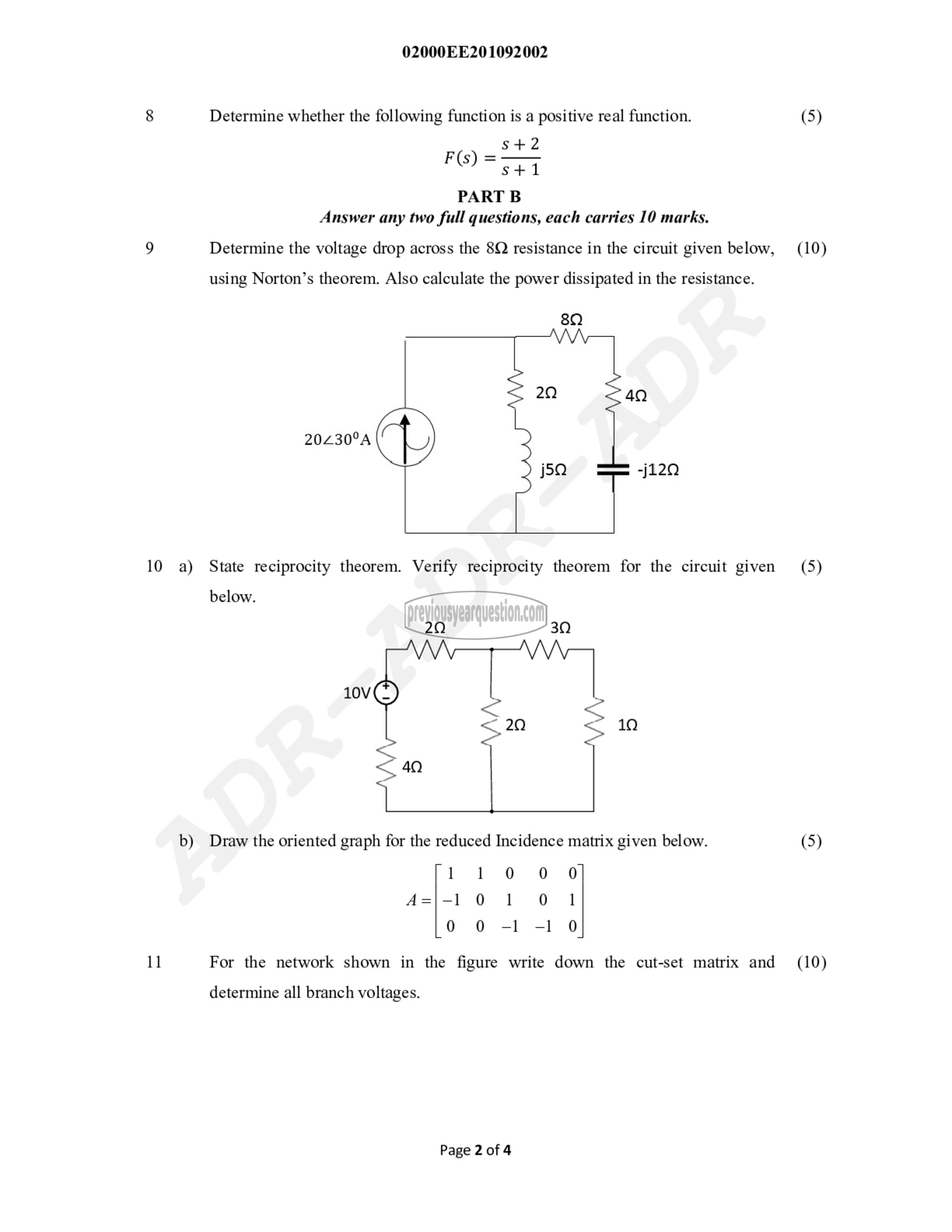 Question Paper - Circuits and, Networks-2