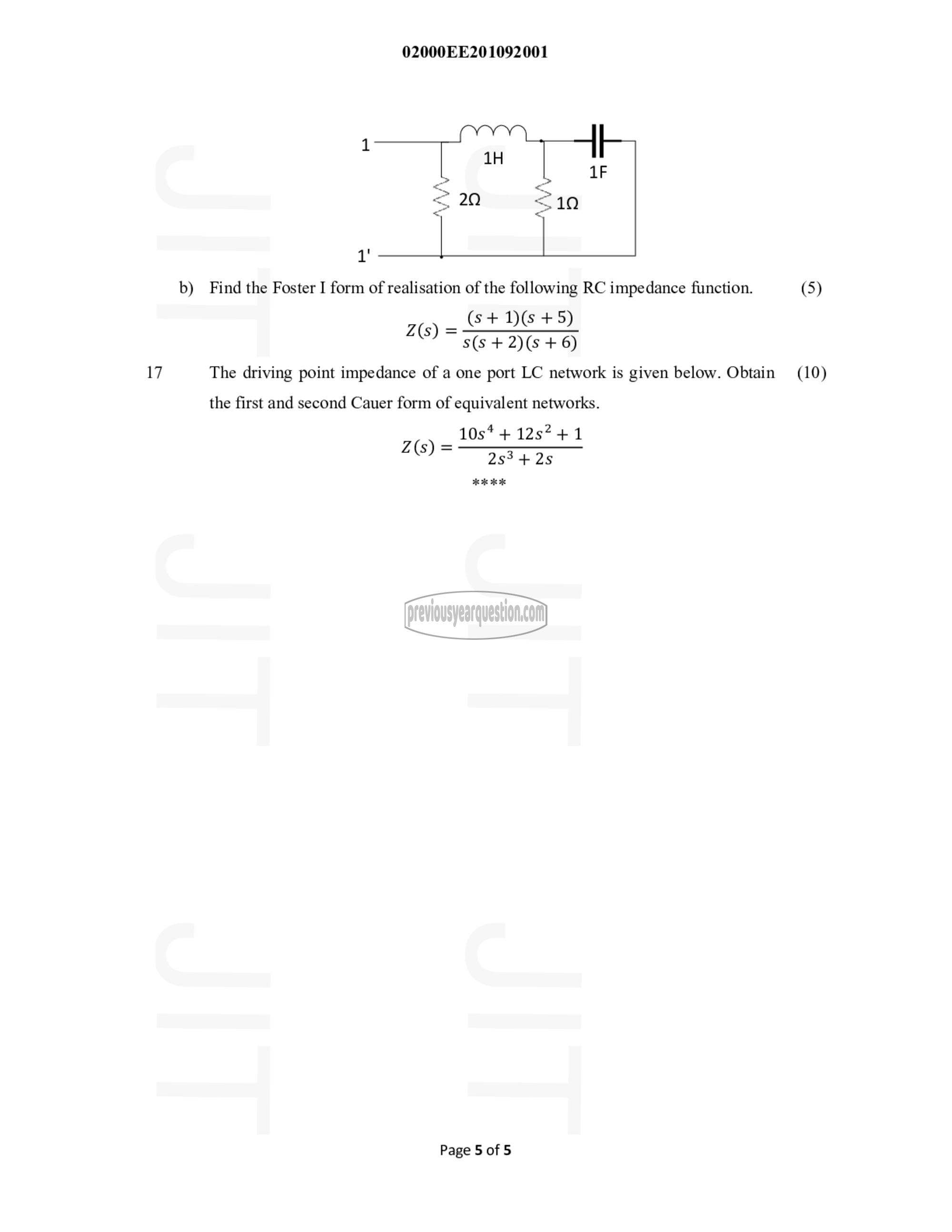 Question Paper - Circuits and, Networks-5