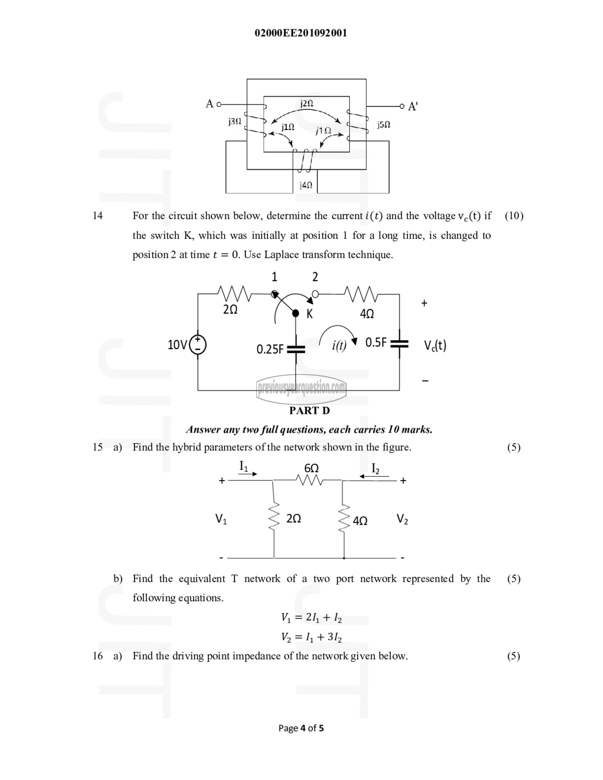 Question Paper - Circuits and, Networks-4