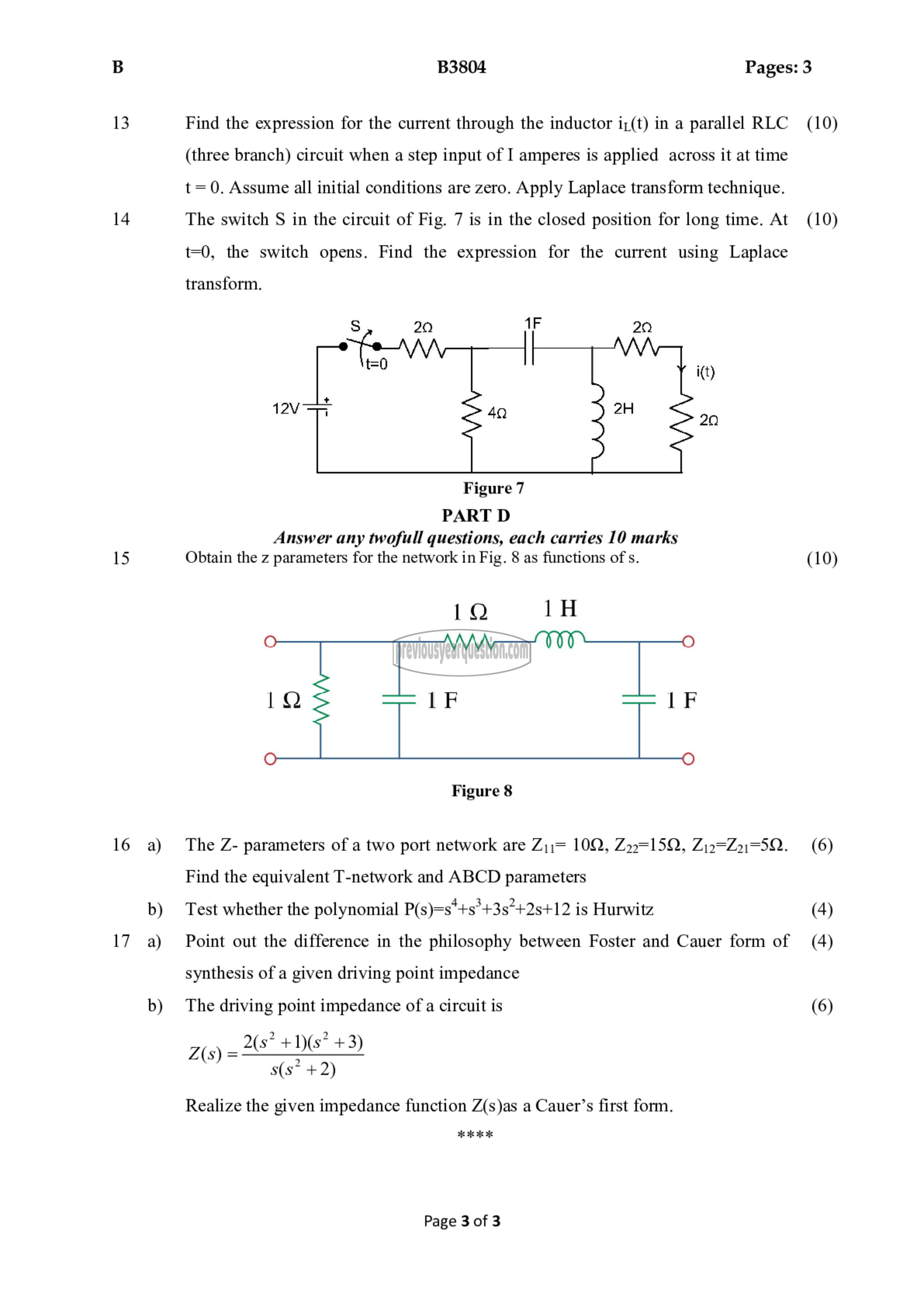 Question Paper - Circuits and, Networks-3