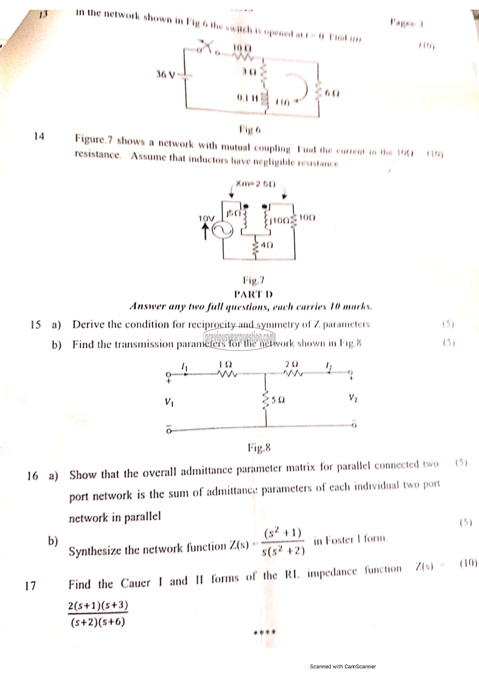 Question Paper - Circuits and, Networks-3