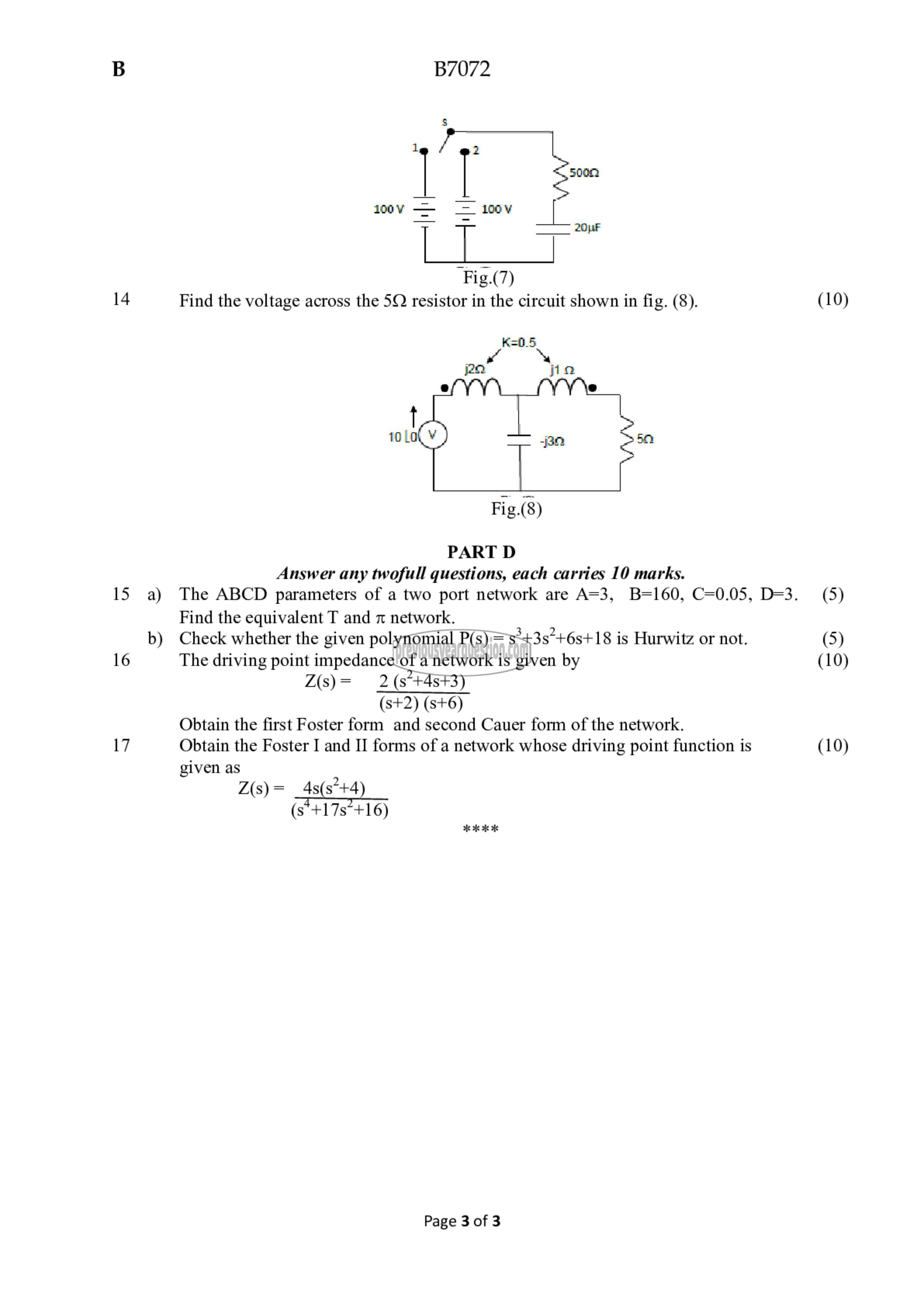 Question Paper - Circuits and, Networks-3