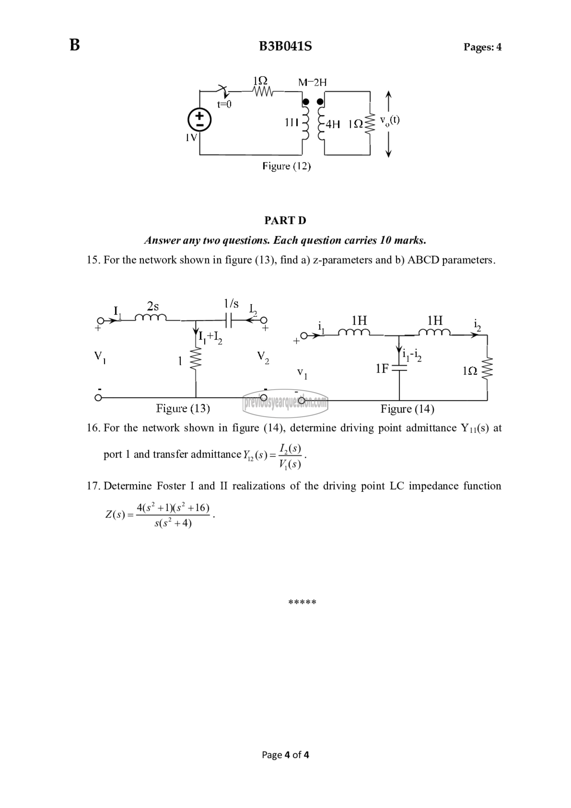 Question Paper - Circuits and, Networks-4