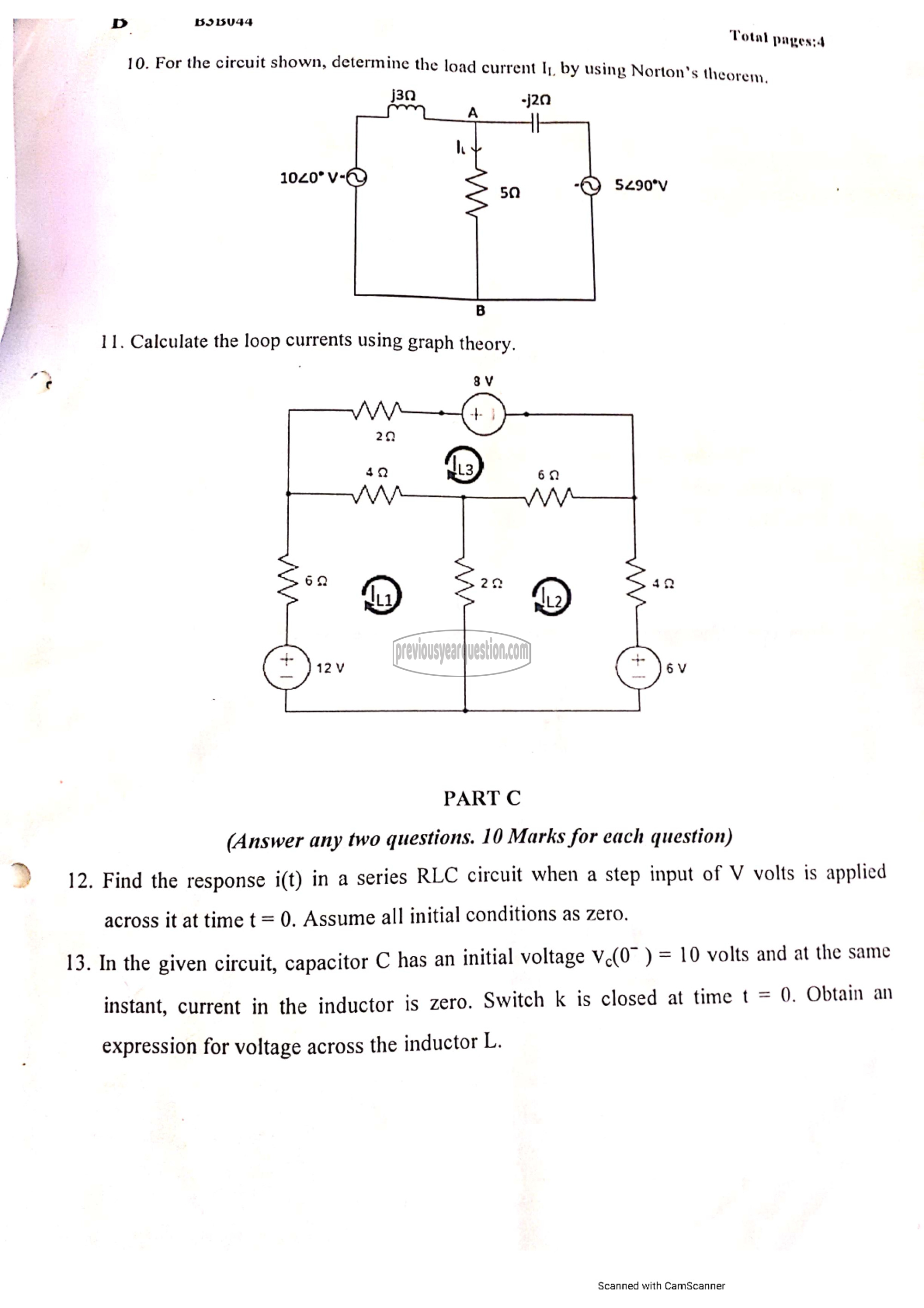 Question Paper - Circuits and, Networks-3