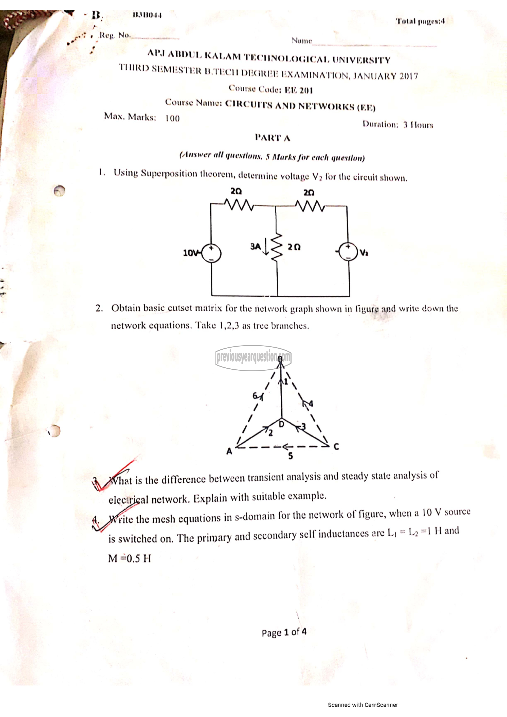 Question Paper - Circuits and, Networks-1