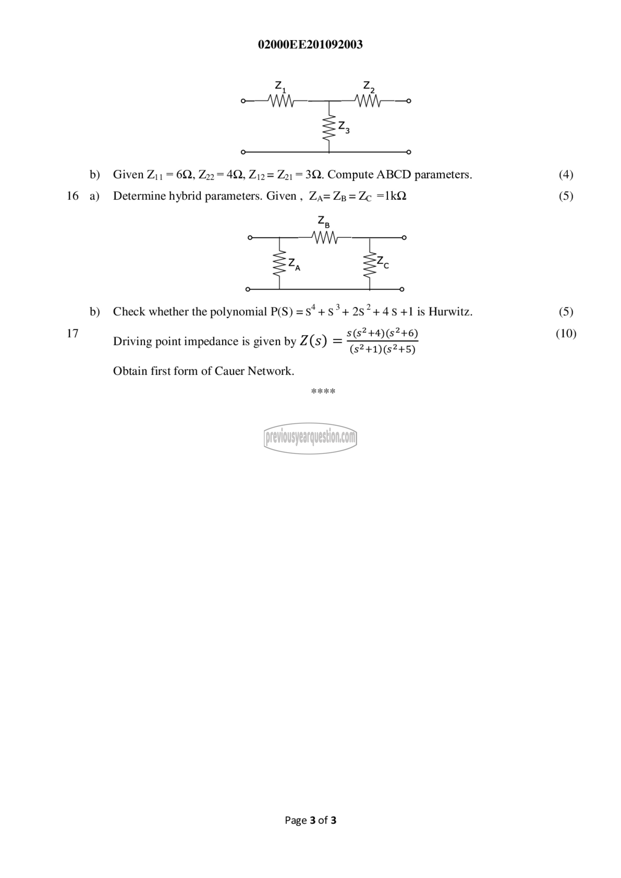 Question Paper - Circuits and, Networks-3