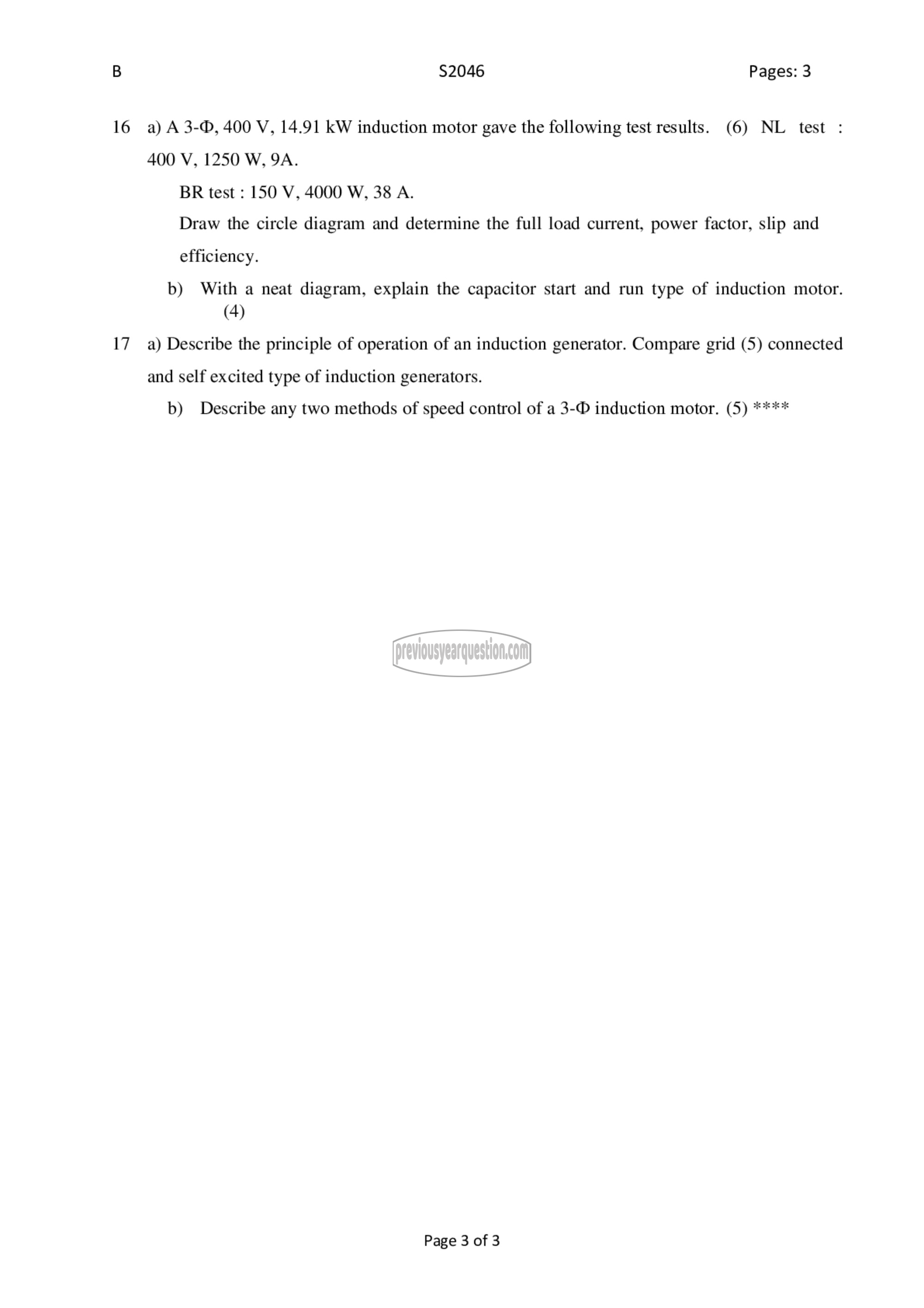 Question Paper - Synchronous and Induction Machines-3