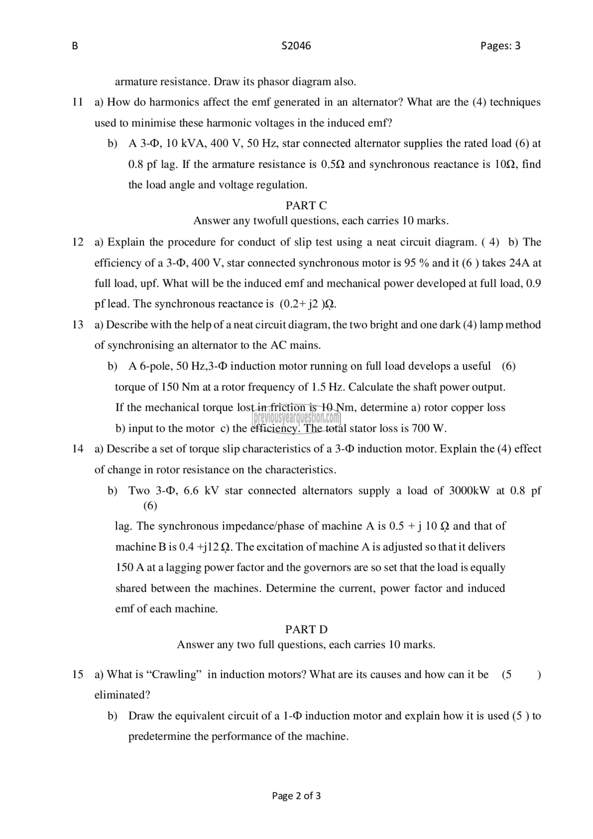 Question Paper - Synchronous and Induction Machines-2