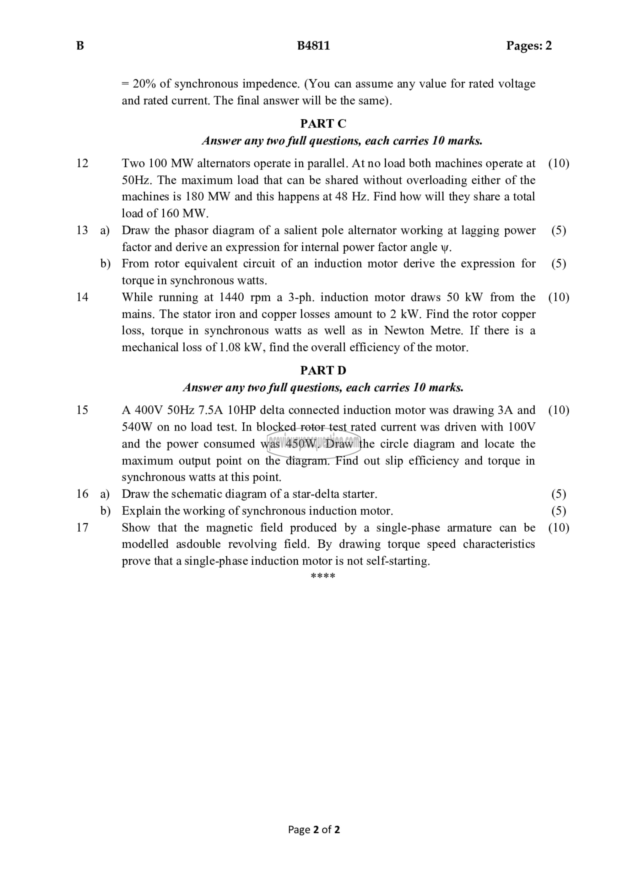 Question Paper - Synchronous and Induction Machines-2